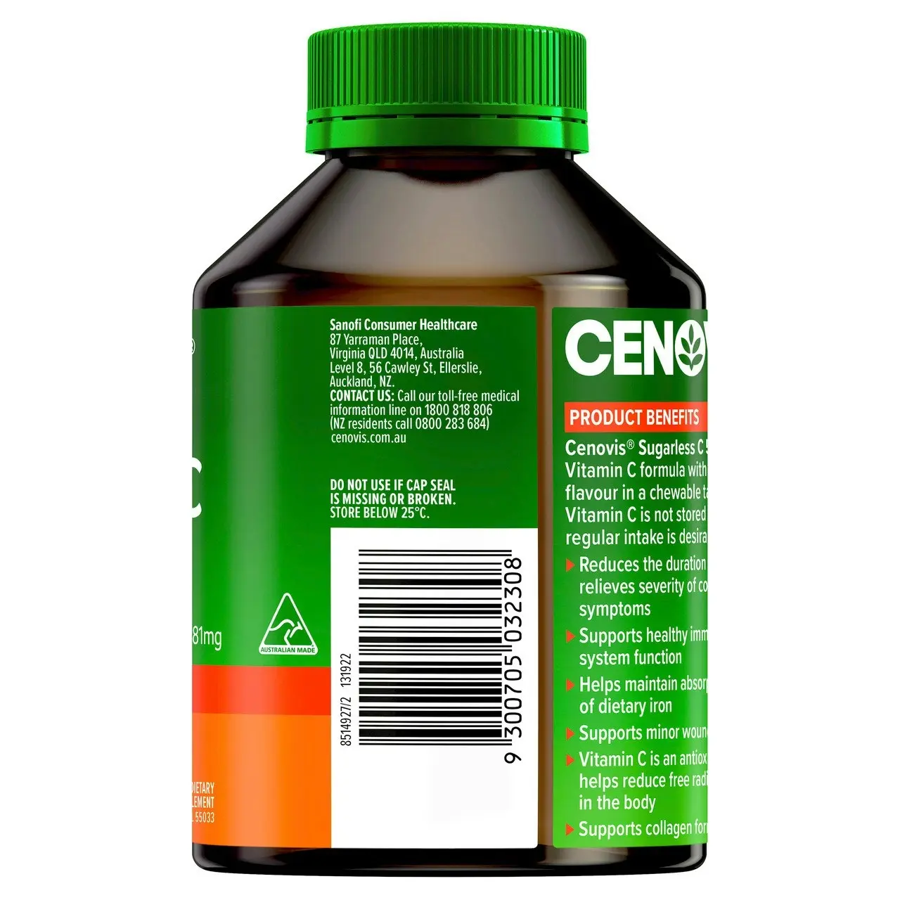 Cenovis Sugarless Vitamin C 500mg Tablets 300