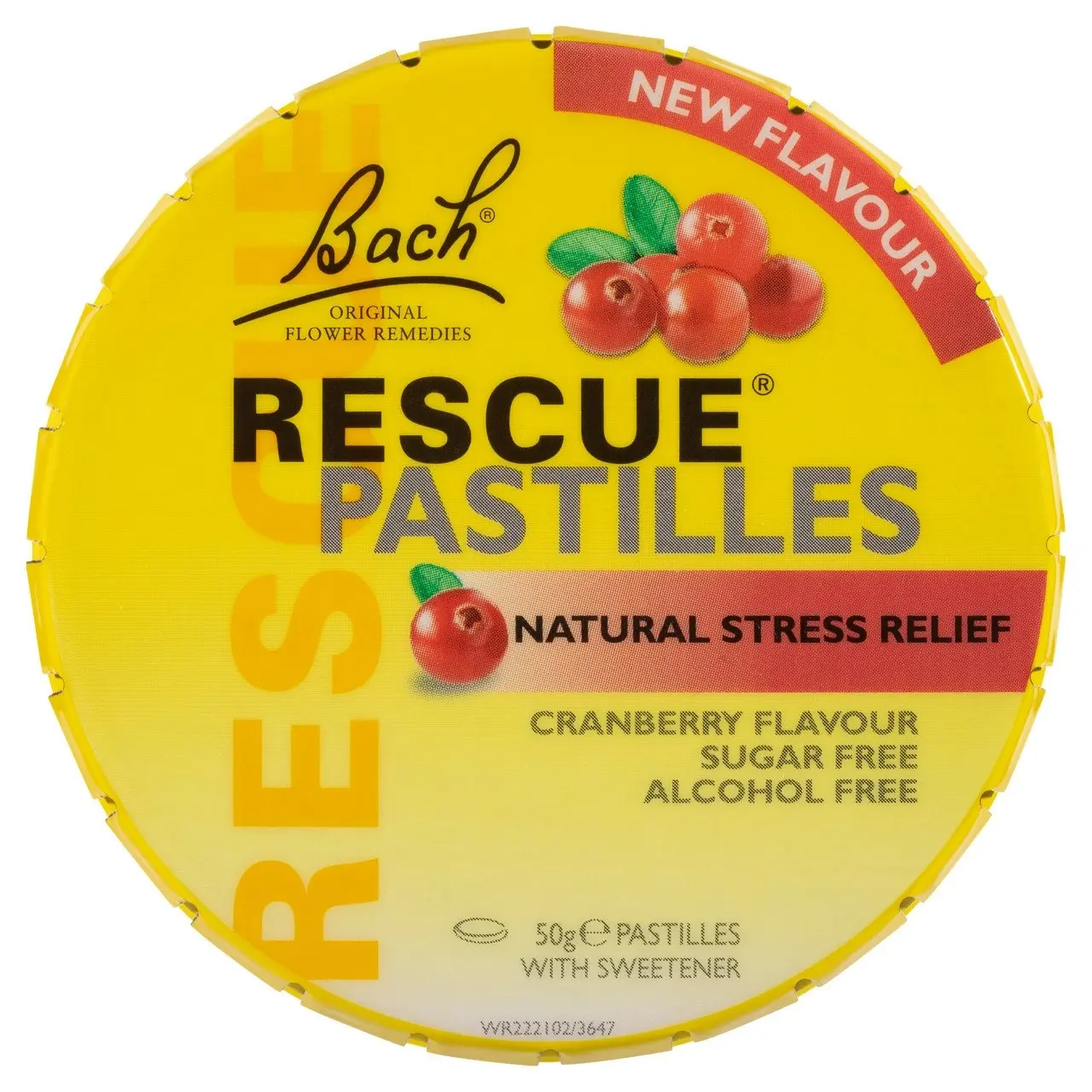 Bach Rescue Pastilles Natural Stress Relief Cranberry Flavour 50g