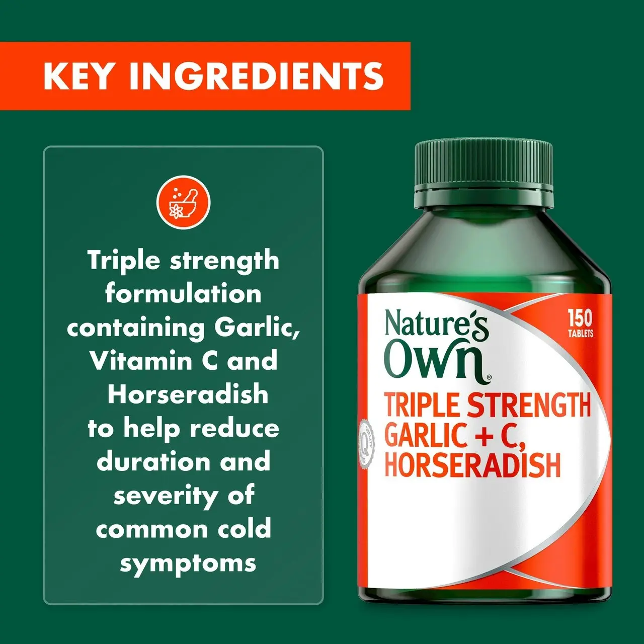 Nature's Own Triple Strength Garlic + C, Horseradish