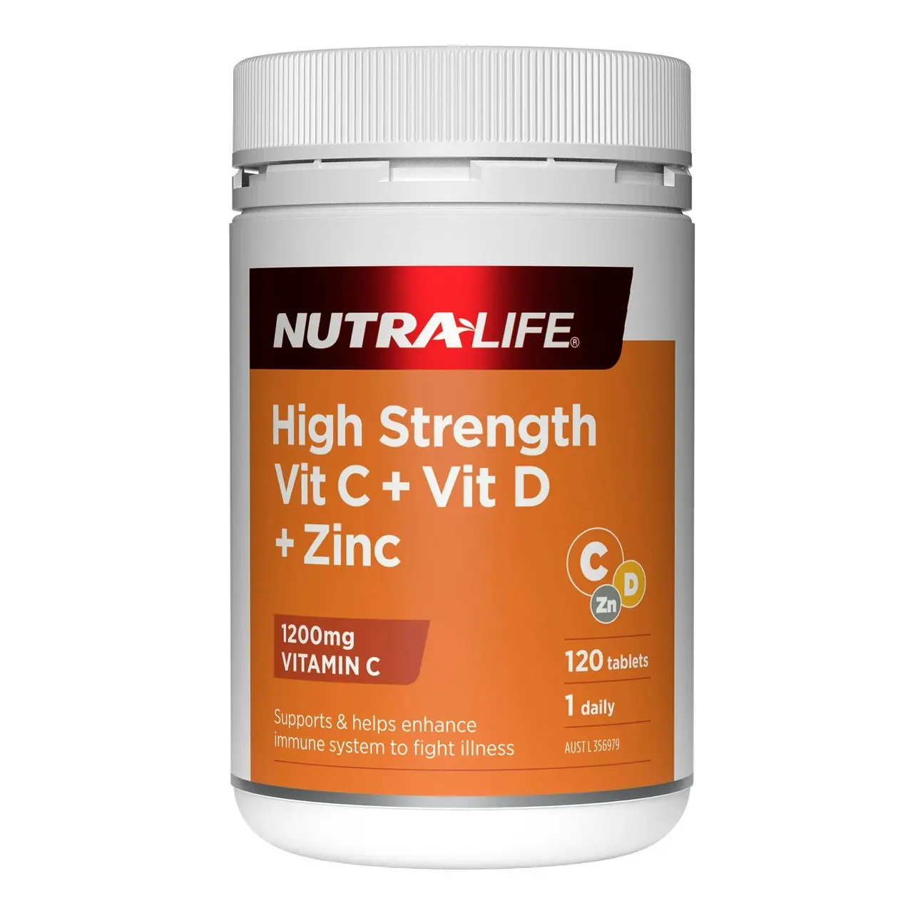 Nutra-Life High Strength Vit C + Vit D + Zinc 120T