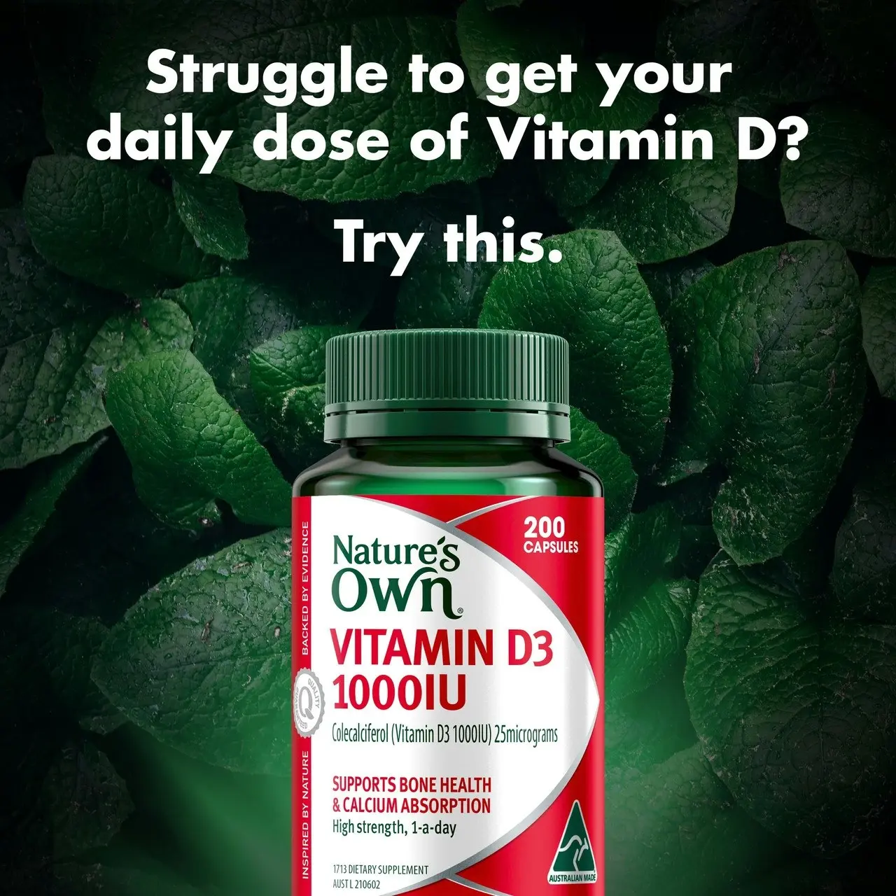 Nature's Own Vitamin D3 1000IU