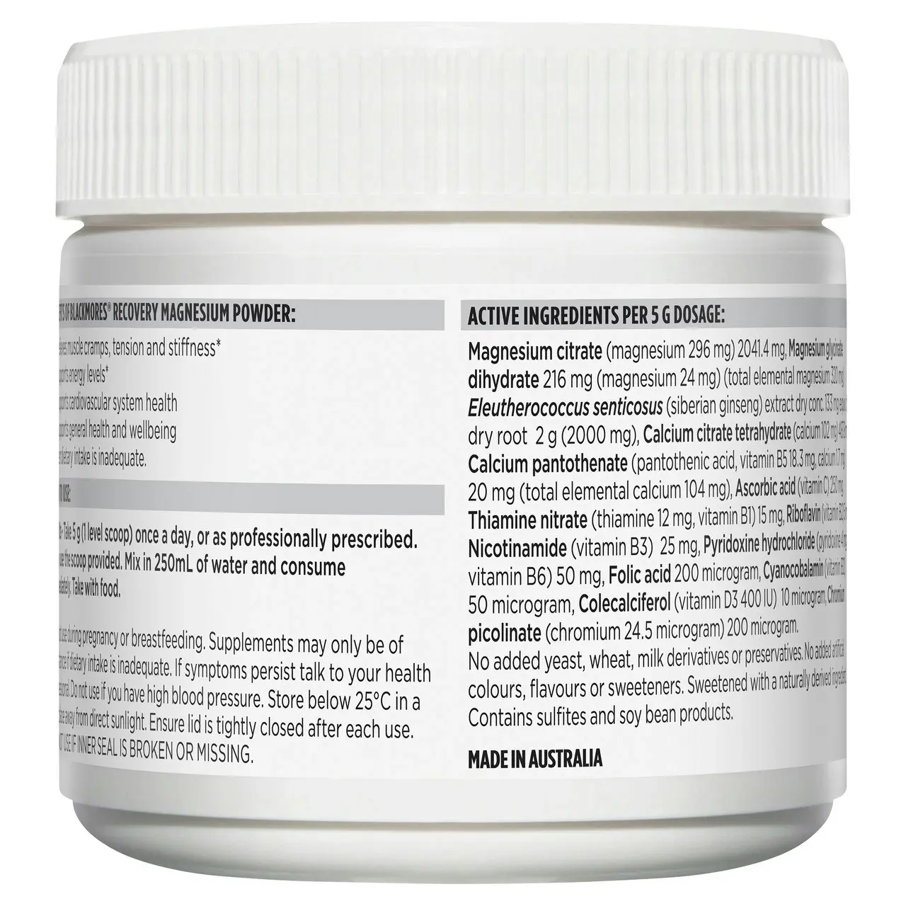 Blackmores Recovery Magnesium Powder 200g