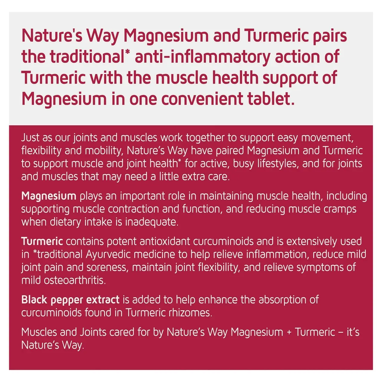 Nature's Way Magnesium + Turmeric 150 Tablets