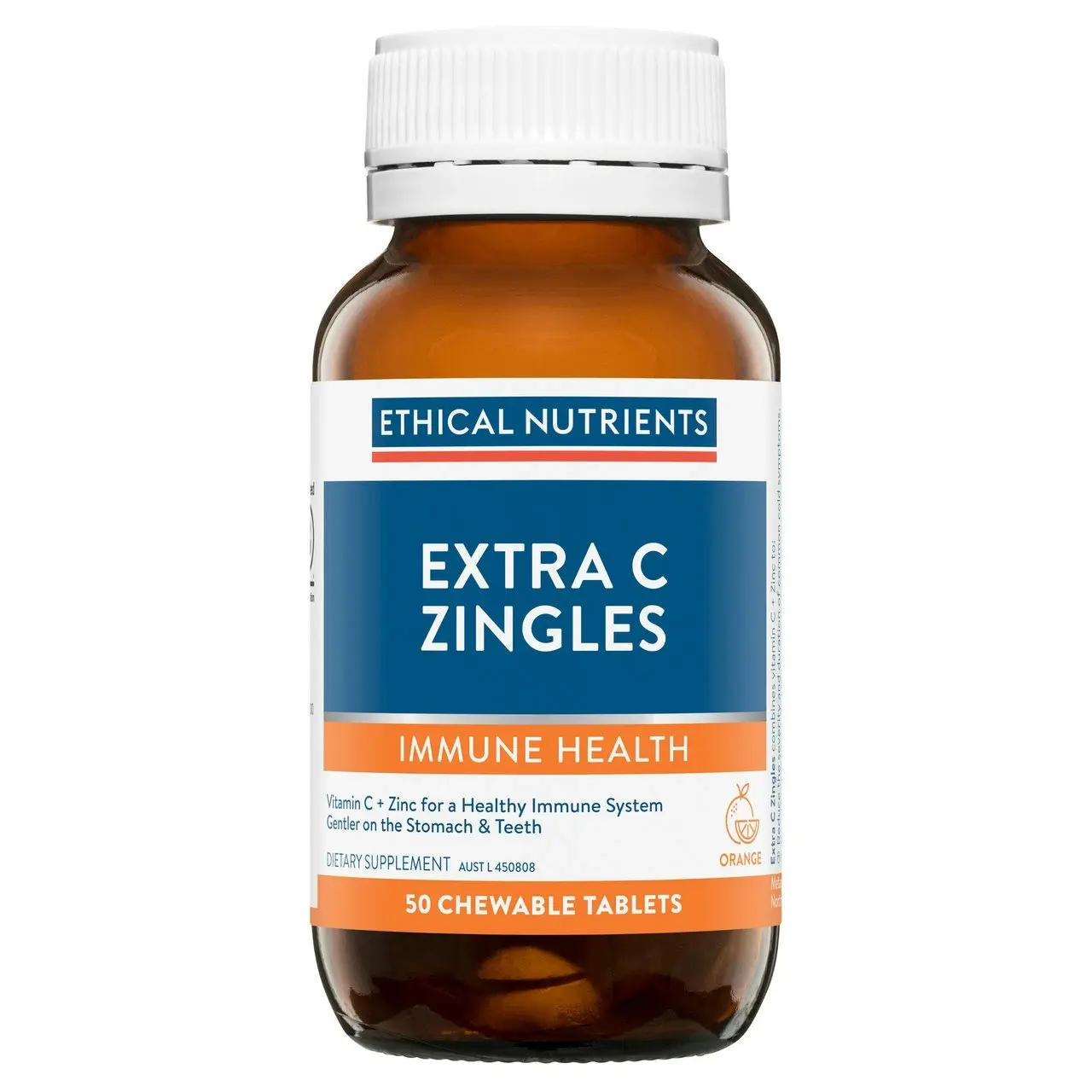 Ethical Nutrients Extra C Zingles Orange 50 Tablets