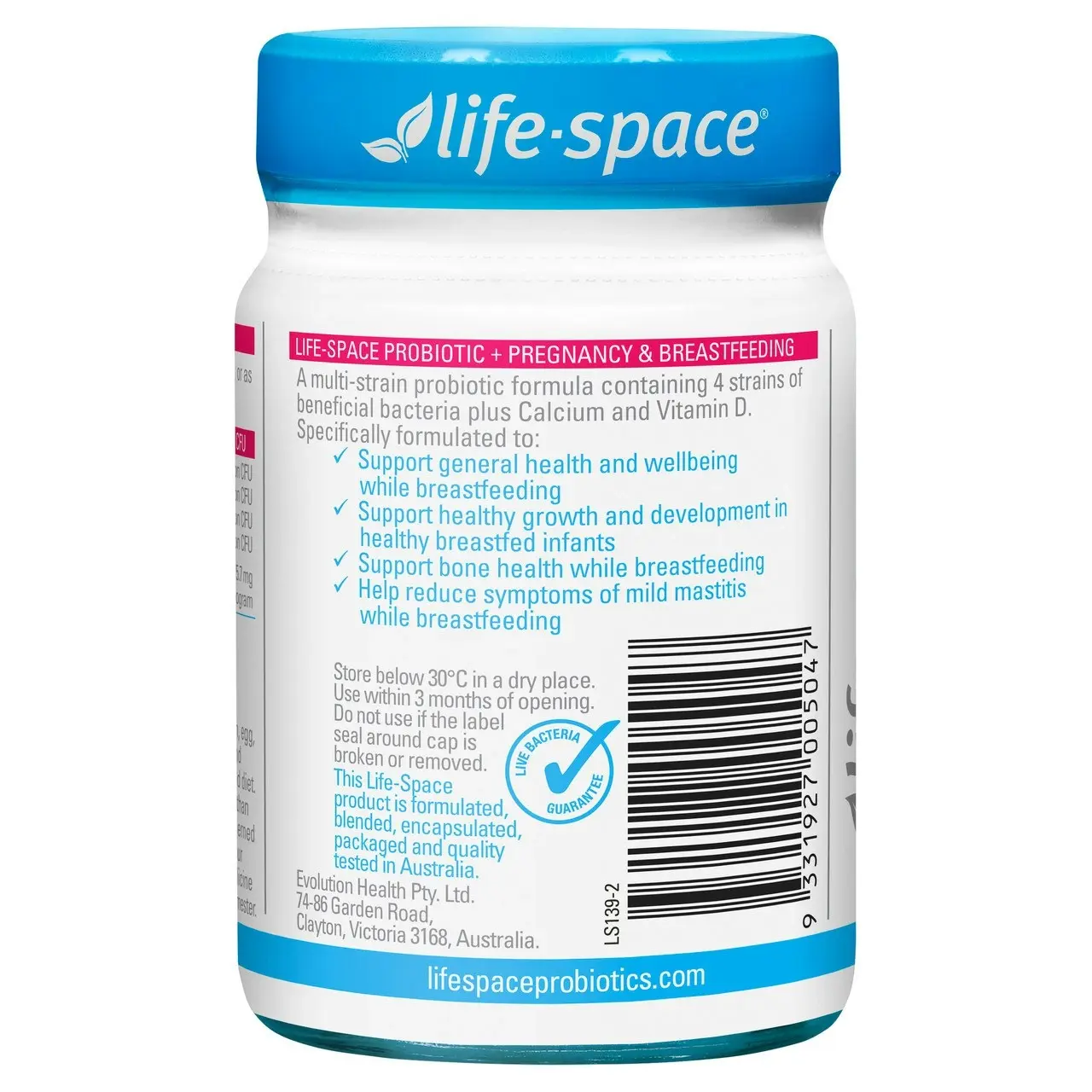 Life-Space Probiotic + Pregnancy & Breastfeeding with Calcium and Vitamin D 50 Hard Capsules