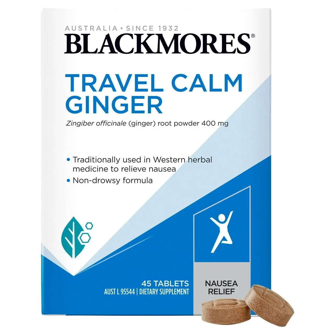 Blackmores Travel Calm Ginger 45 Tablets