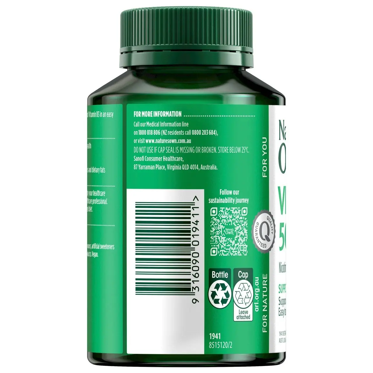 Natures Own Vitamin B3 500mg Tablets 120