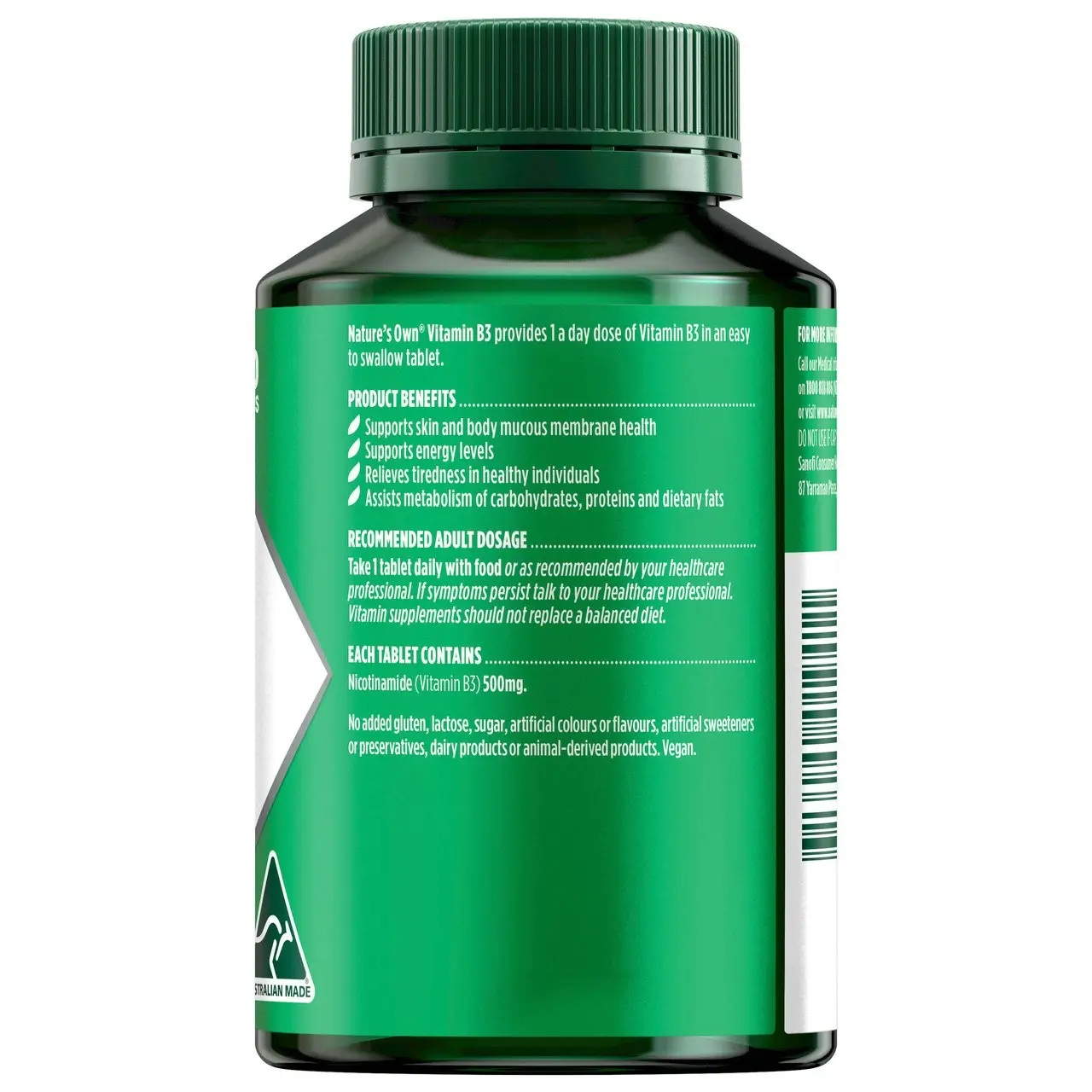 Natures Own Vitamin B3 500mg Tablets 120