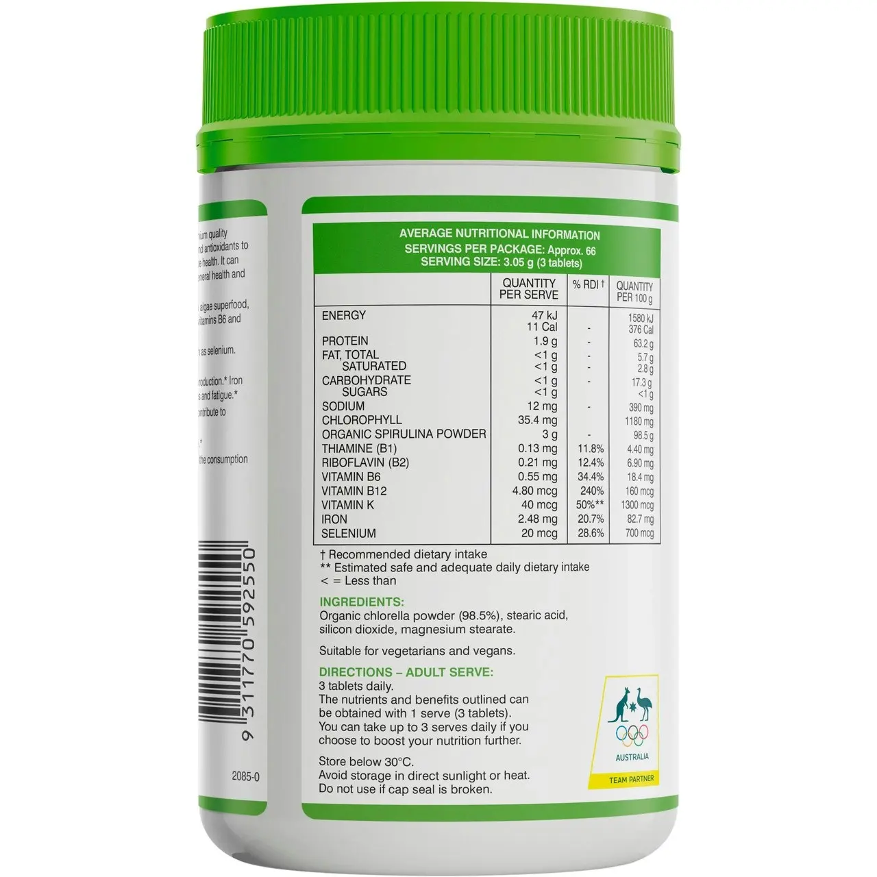 Swisse High Strength Organic Spirulina 200 Tablets