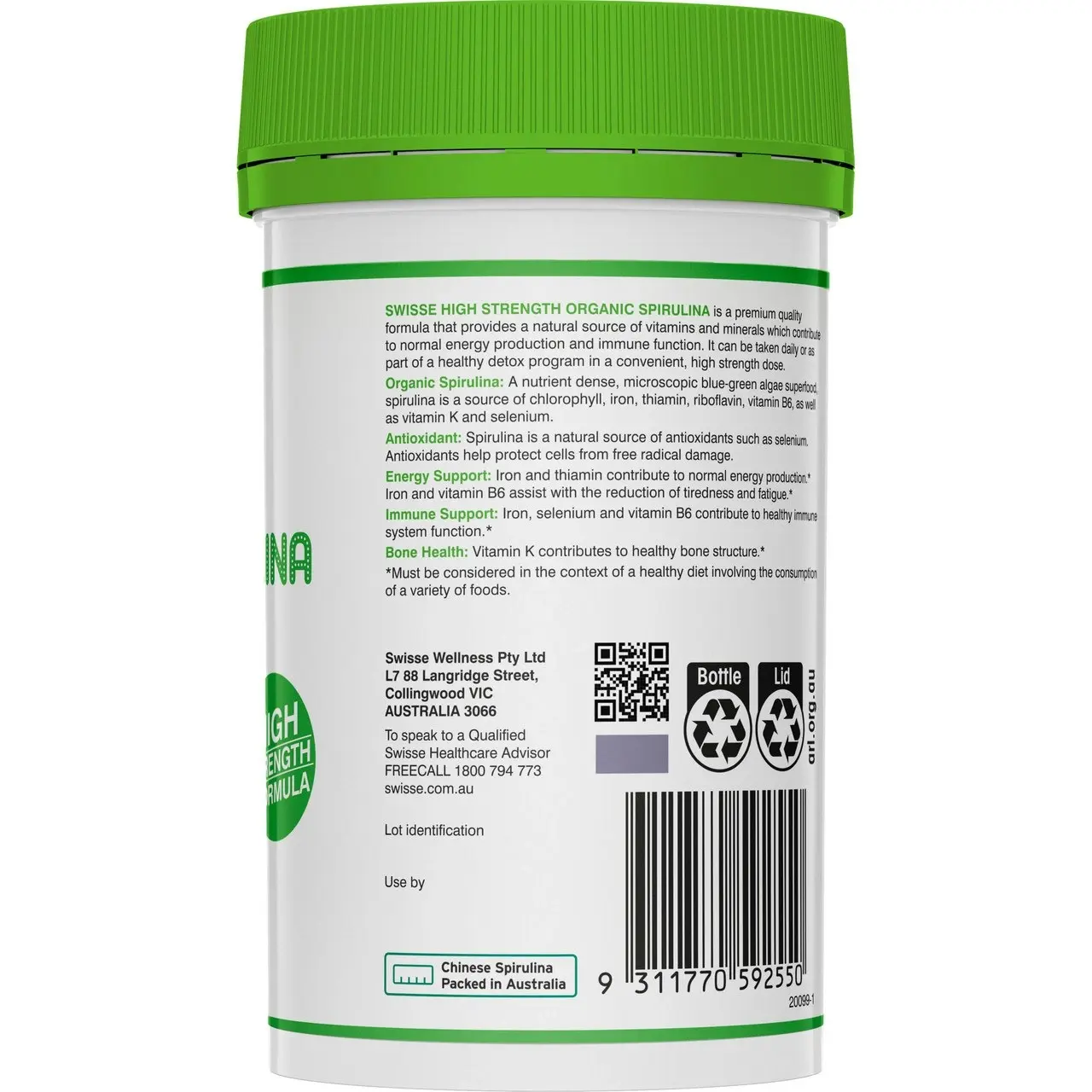 Swisse High Strength Organic Spirulina 200 Tablets