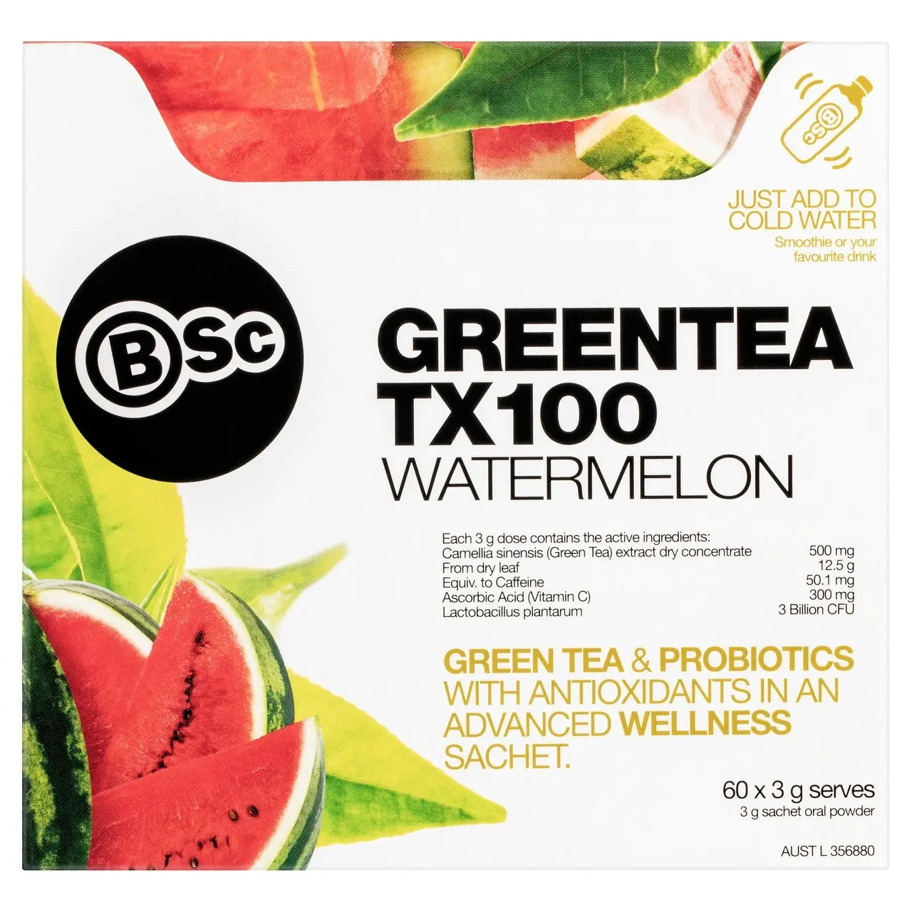 BSc Green Tea TX100 Watermelon 60 Pack 3g