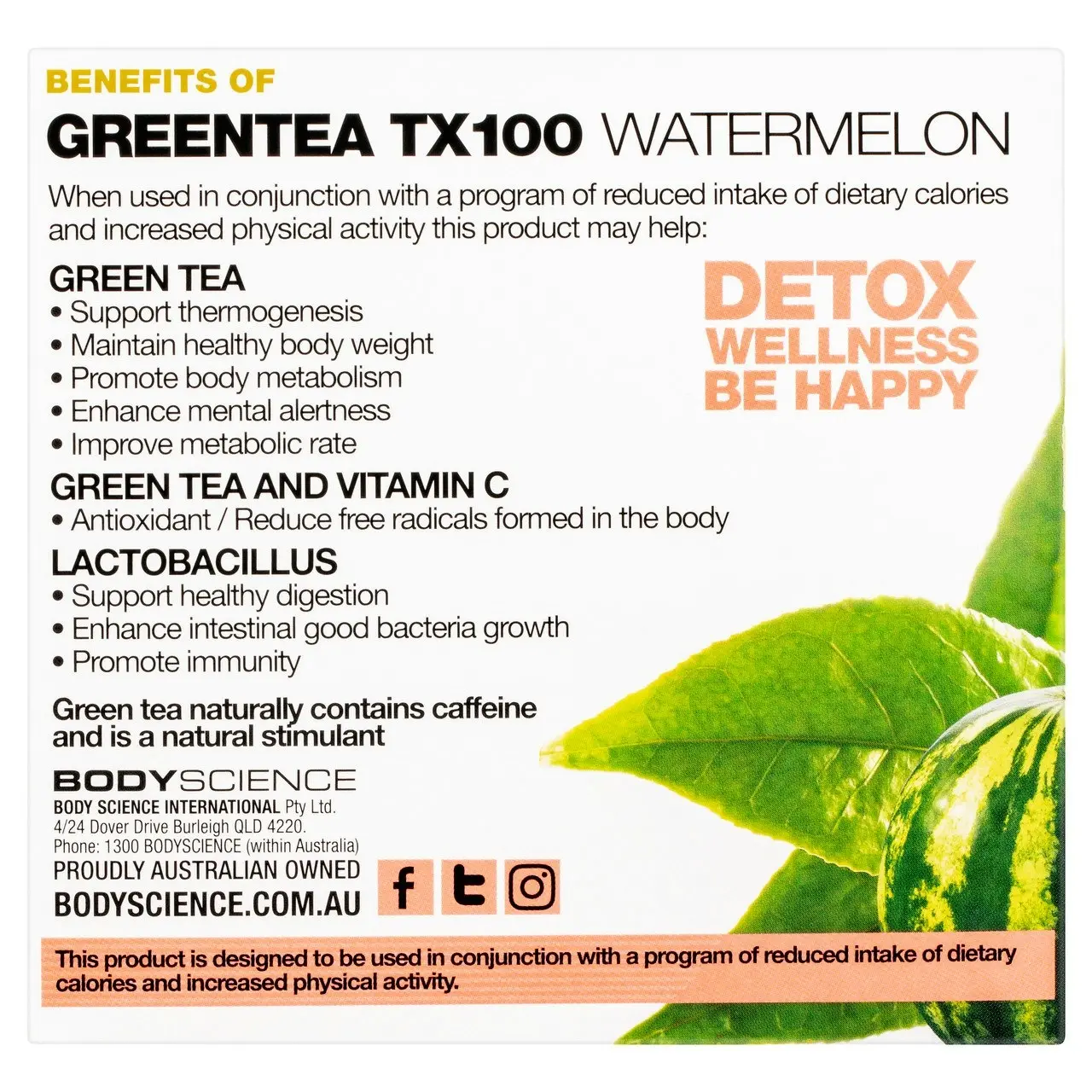 BSc Green Tea TX100 Watermelon 60 Pack 3g