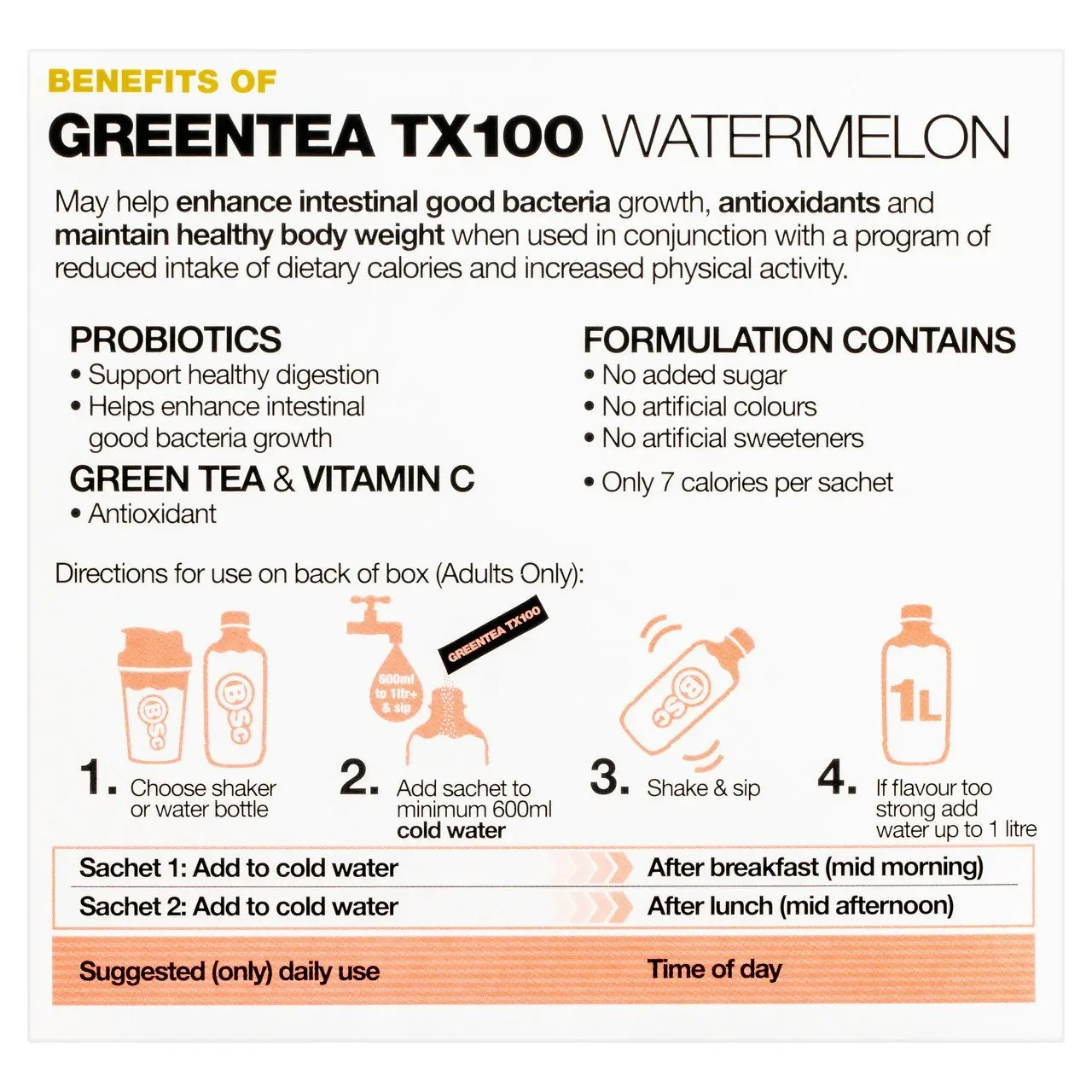 BSc Green Tea TX100 Watermelon 60 Pack 3g