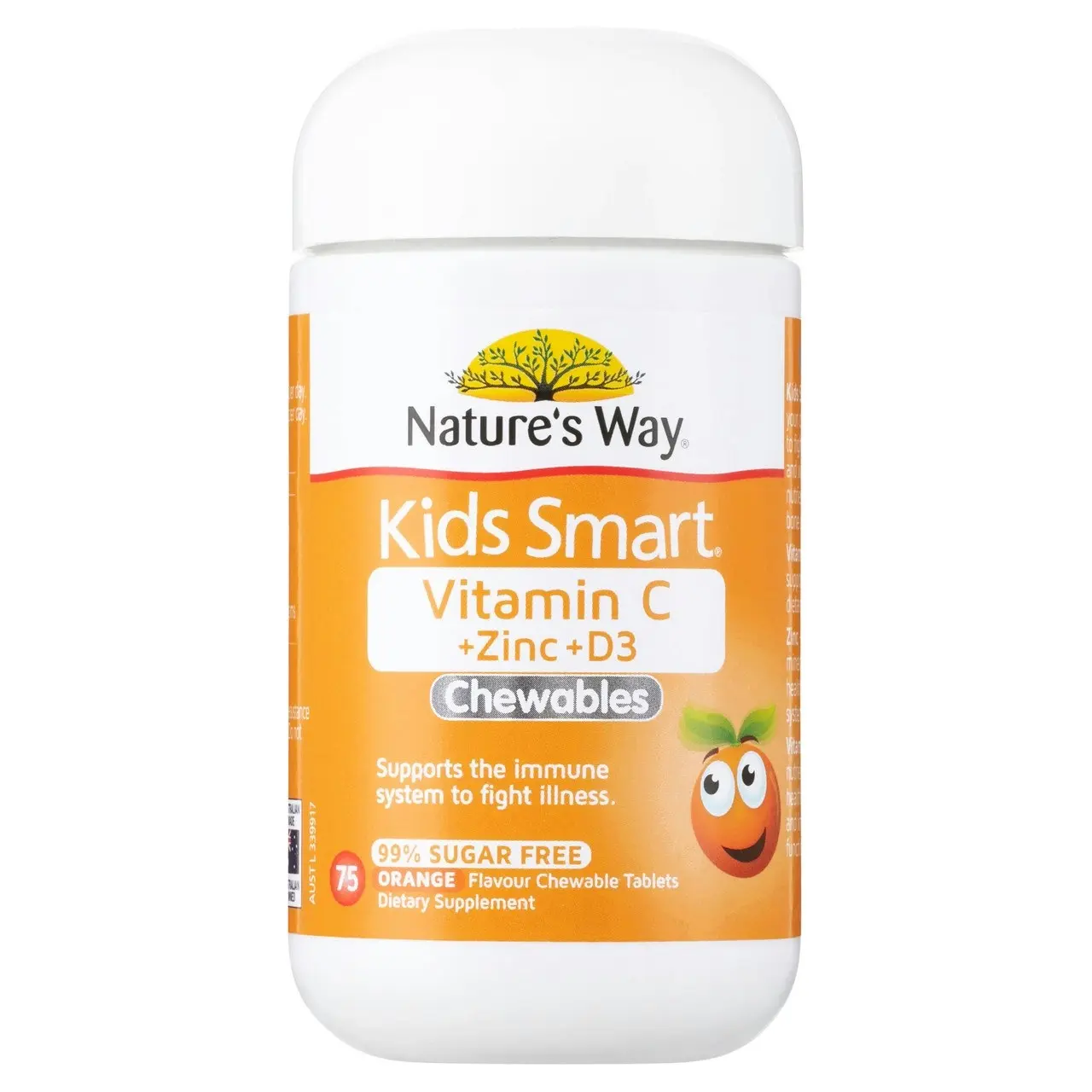 Nature's Way Kids Smart Vitamin C + Zinc + D3 Chewables 75 Tablets