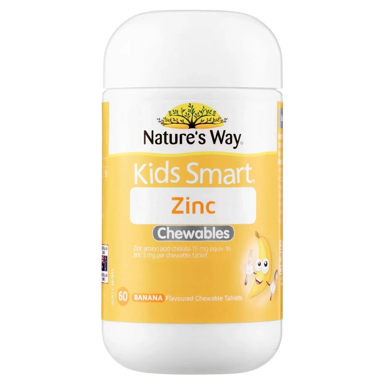 Nature's Way Kids Smart Zinc Chewables Banana Flavoured 60 Tablets