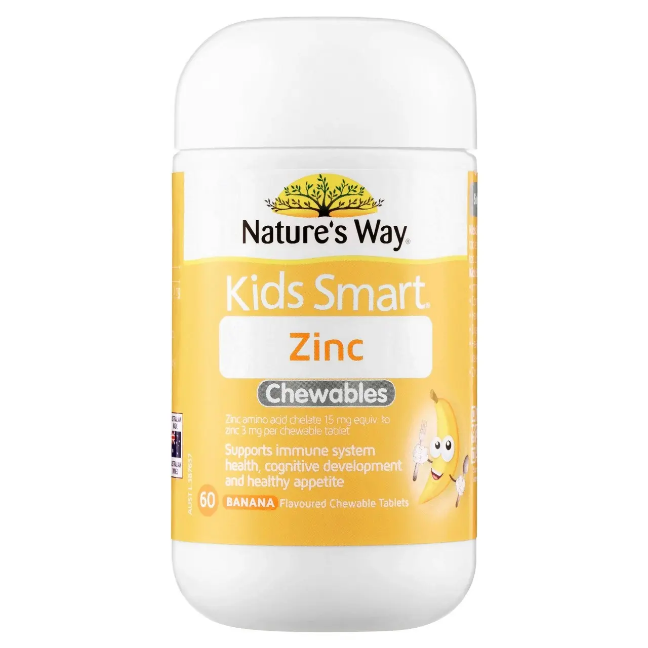 Nature's Way Kids Smart Zinc Chewables Banana Flavoured 60 Tablets