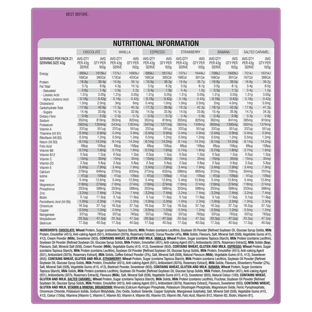 Optislim VLCD Shake Variety Pack  21x43g