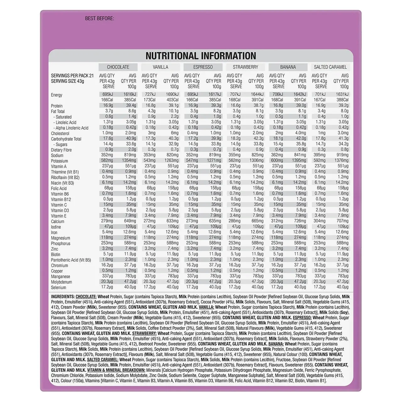 Optislim VLCD Shake Variety Pack  21x43g