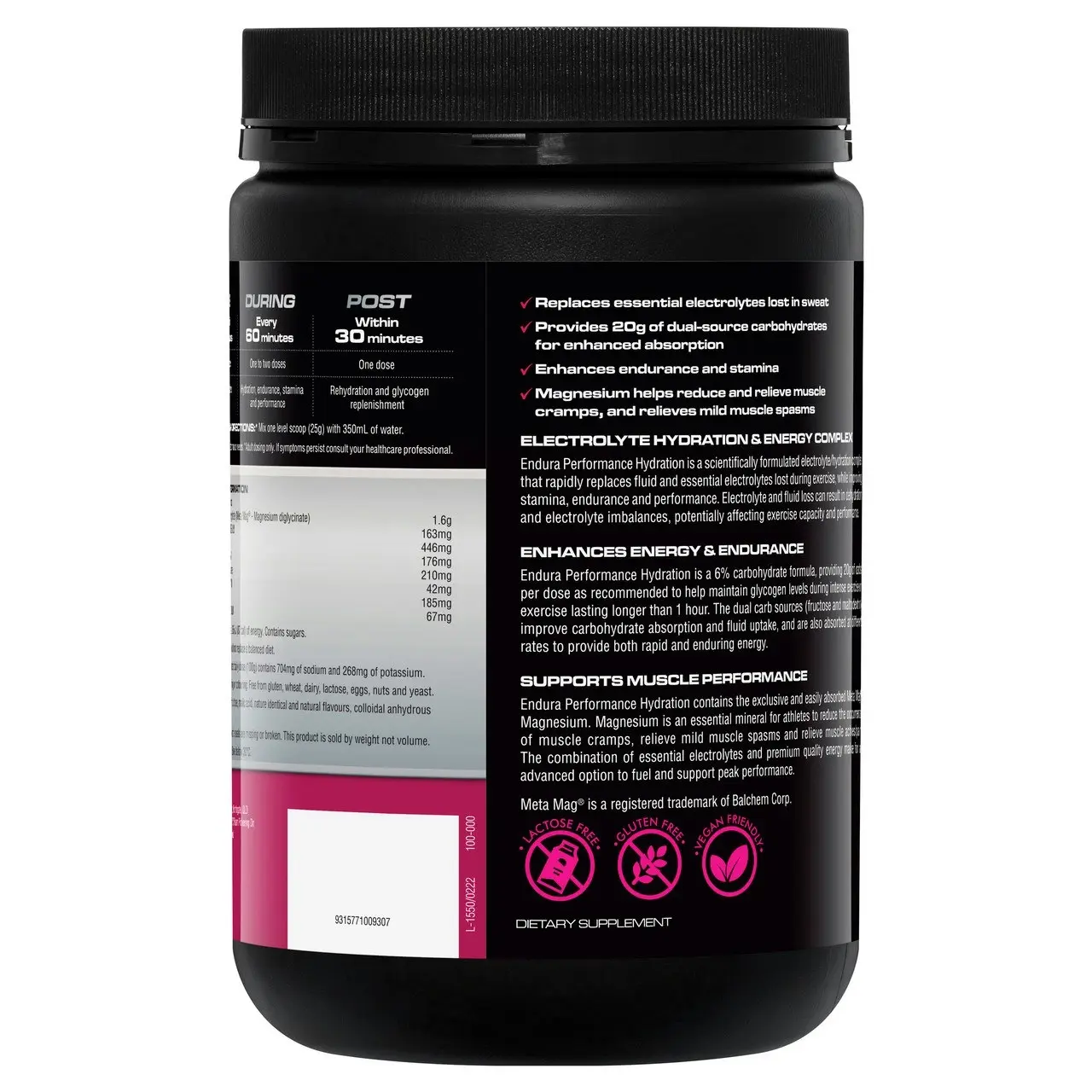 Endura Performance Hydration Raspberry 800g