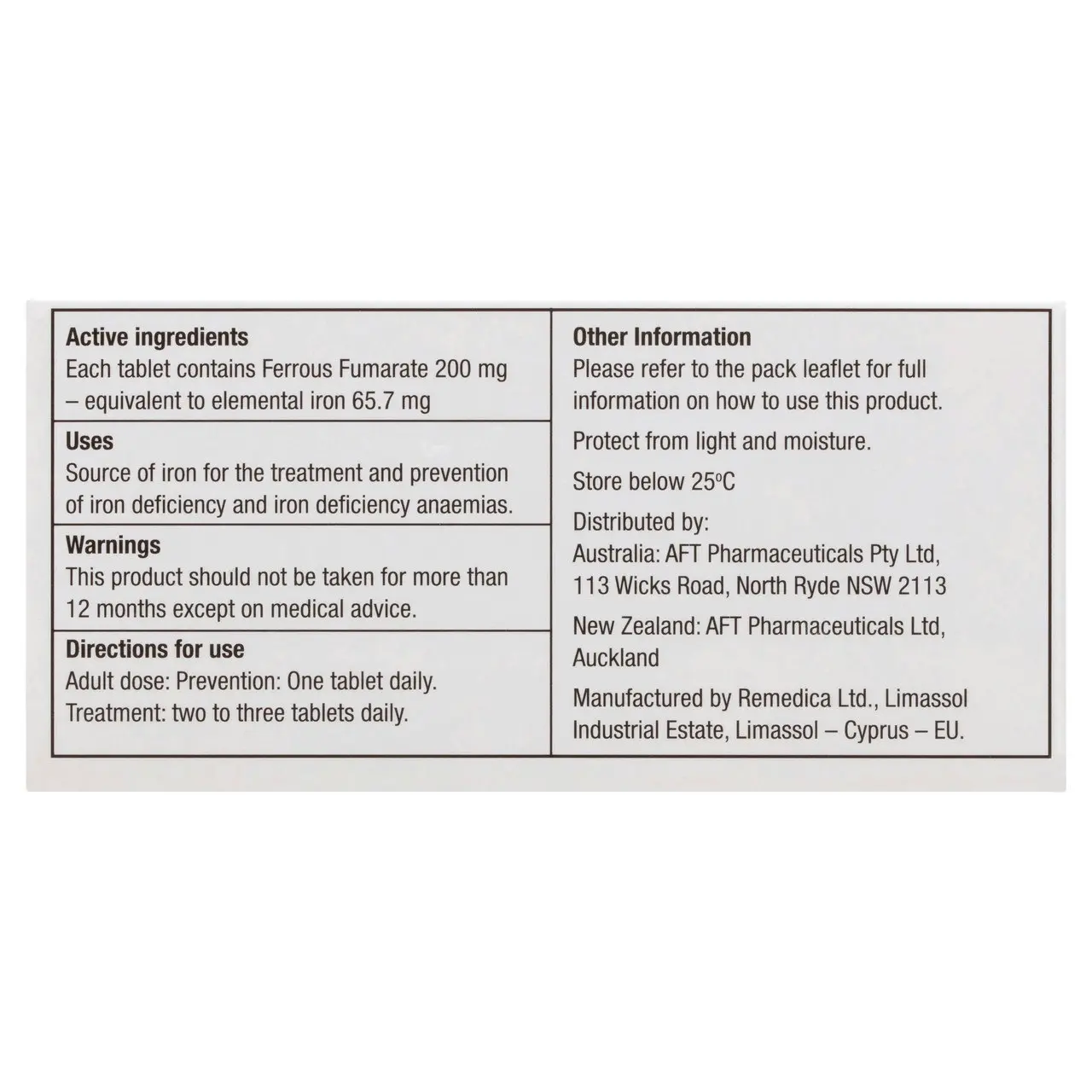 Ferro-Tab(R) 200mg 60 Film Coated Tablets