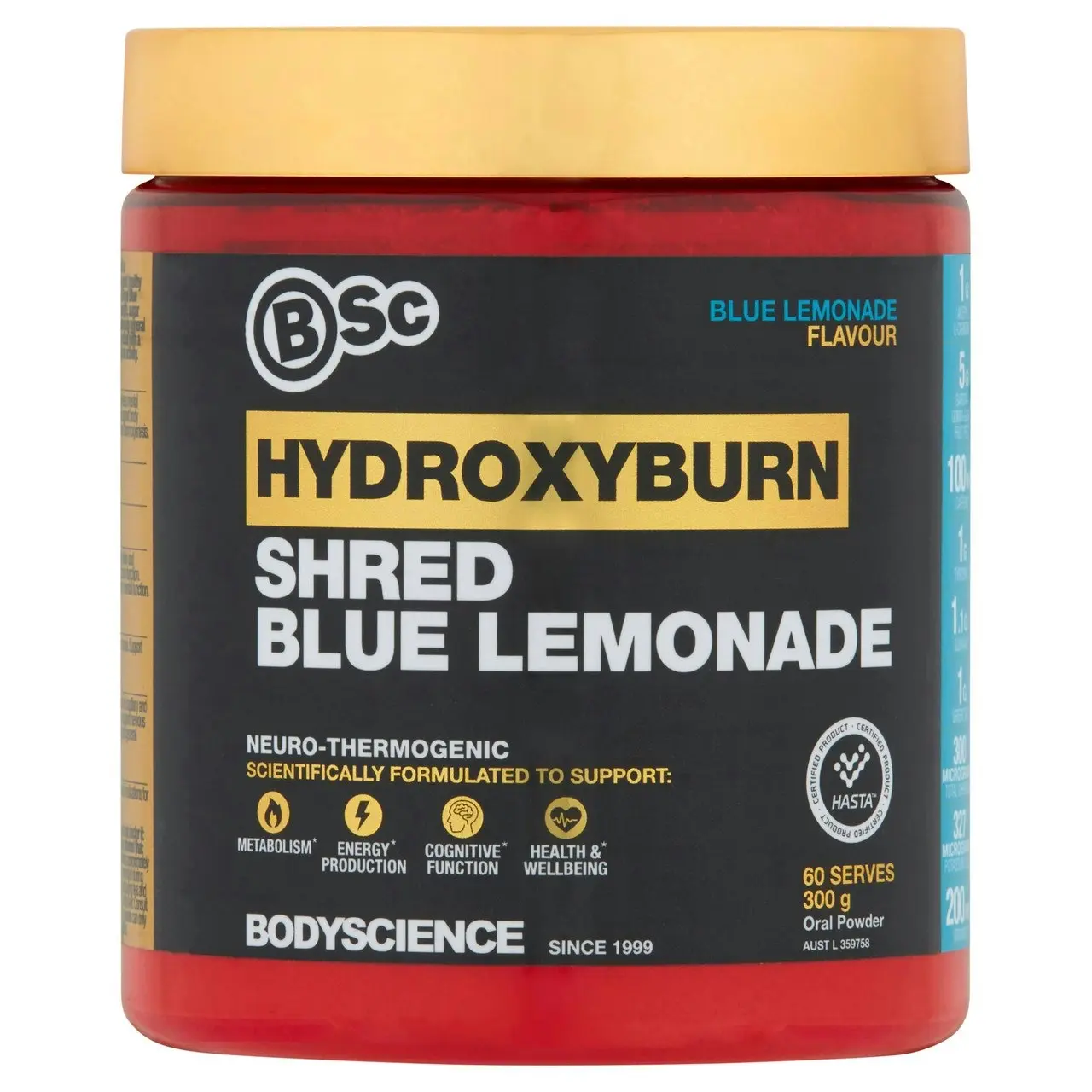 BSc HydroxyBurn Shred Blue Lemonade Flavour 300g