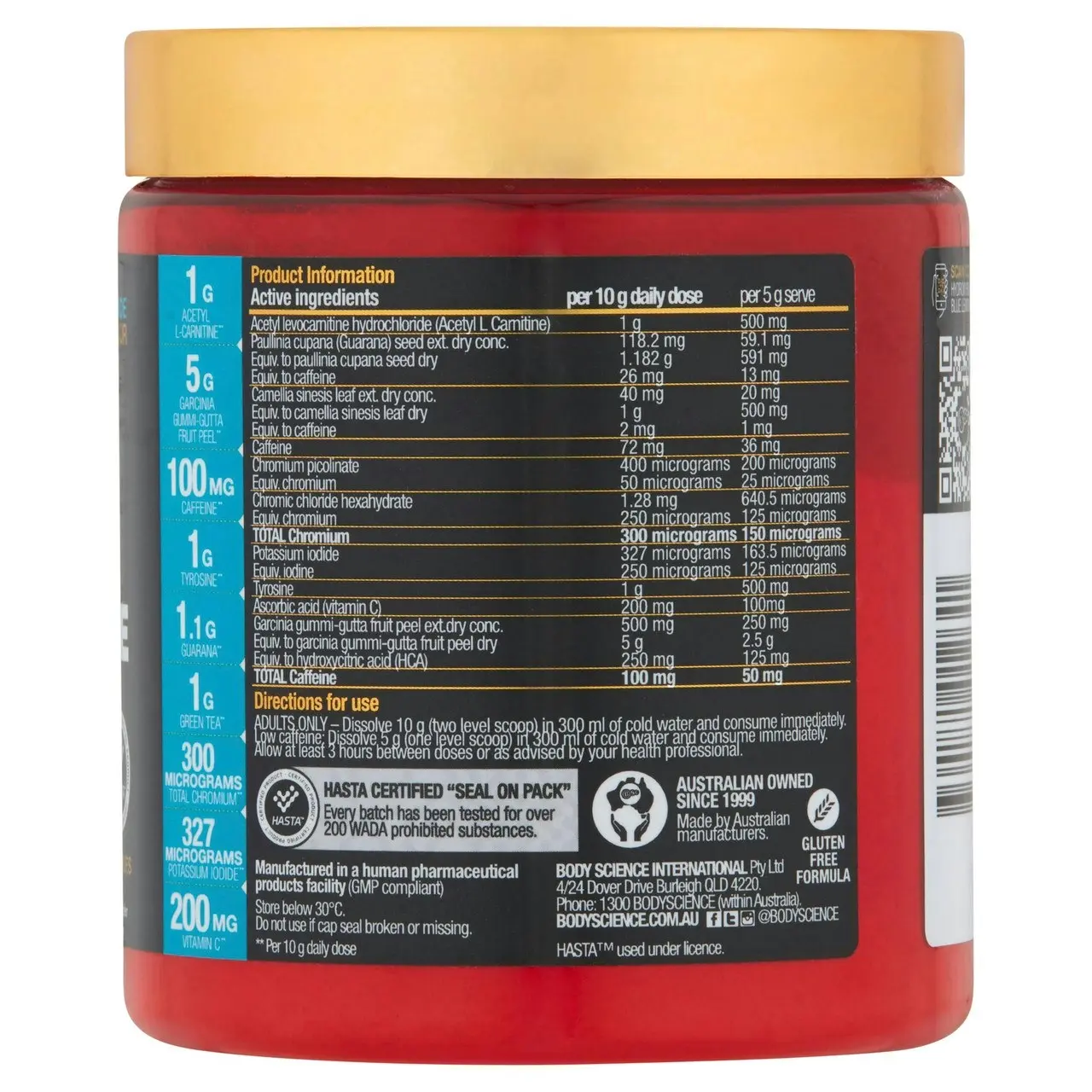 BSc HydroxyBurn Shred Blue Lemonade Flavour 300g