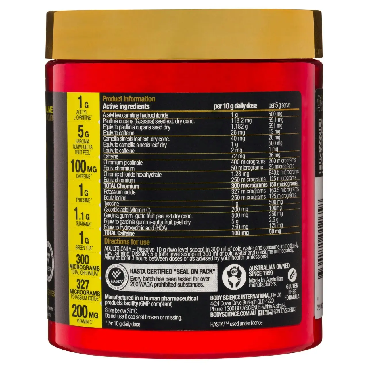 BSc HydroxyBurn Shred Lemon Lime Flavour 300g