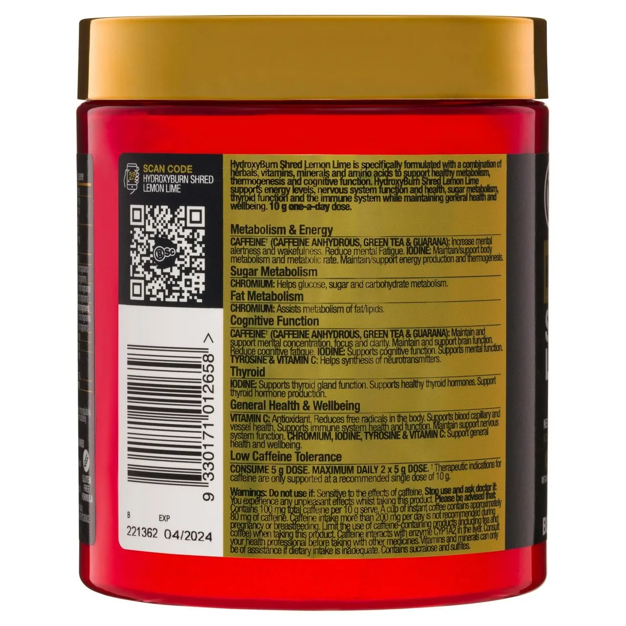 BSc HydroxyBurn Shred Lemon Lime Flavour 300g