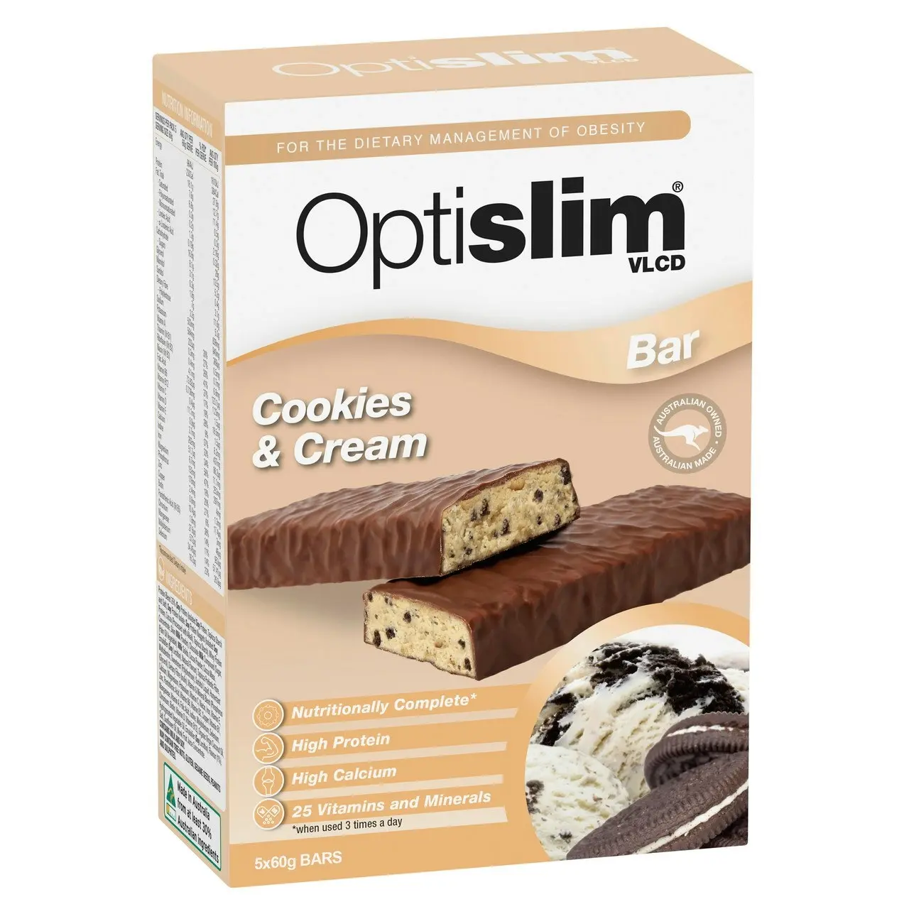 Optislim VLCD Cookies and Cream Bar 5x60g