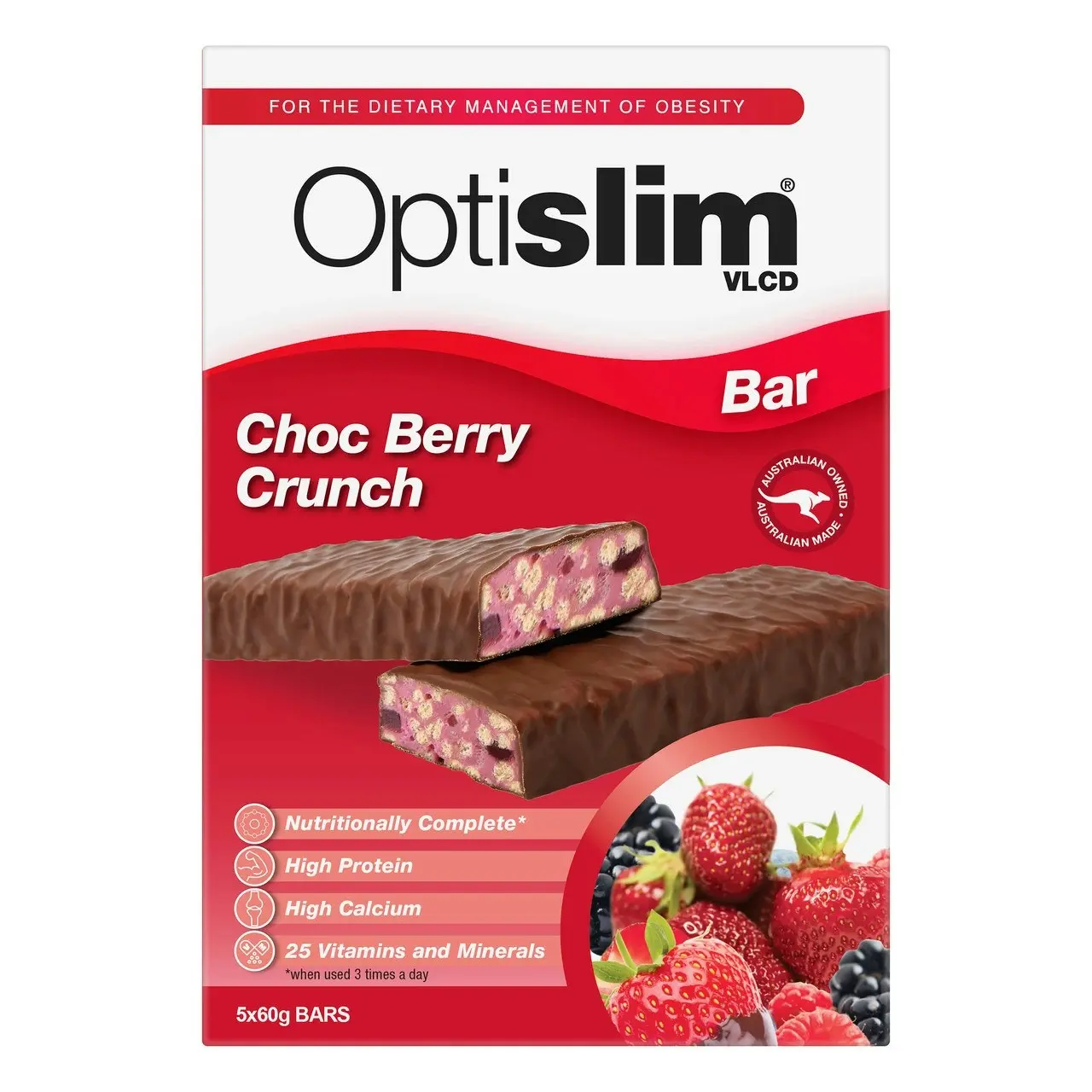 Optislim VLCD Choc Berry Crunch Bar 5x60g