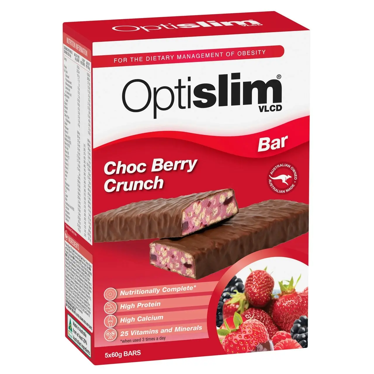 Optislim VLCD Choc Berry Crunch Bar 5x60g