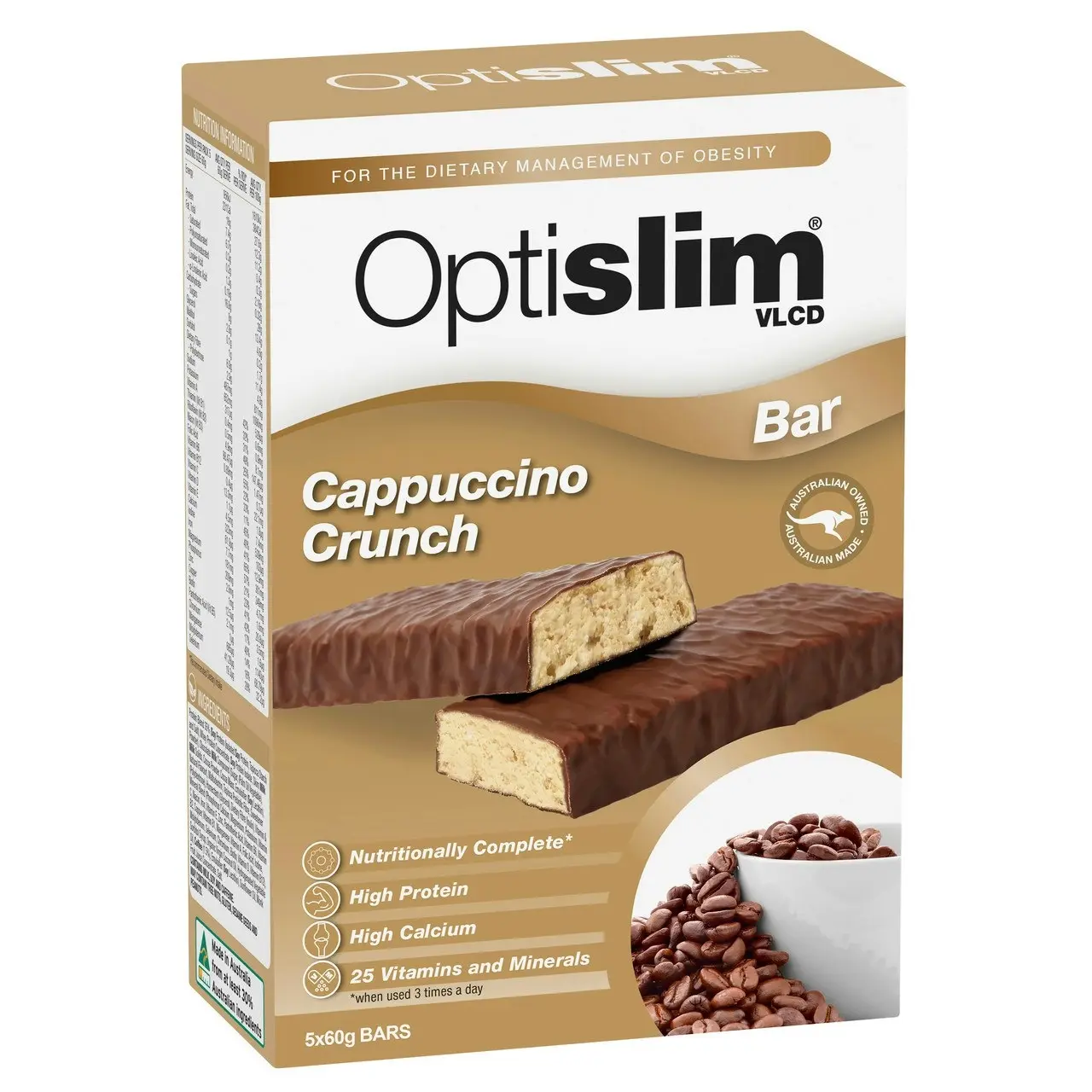 Optislim VLCD Cappucino Crunch Bar 5x60g