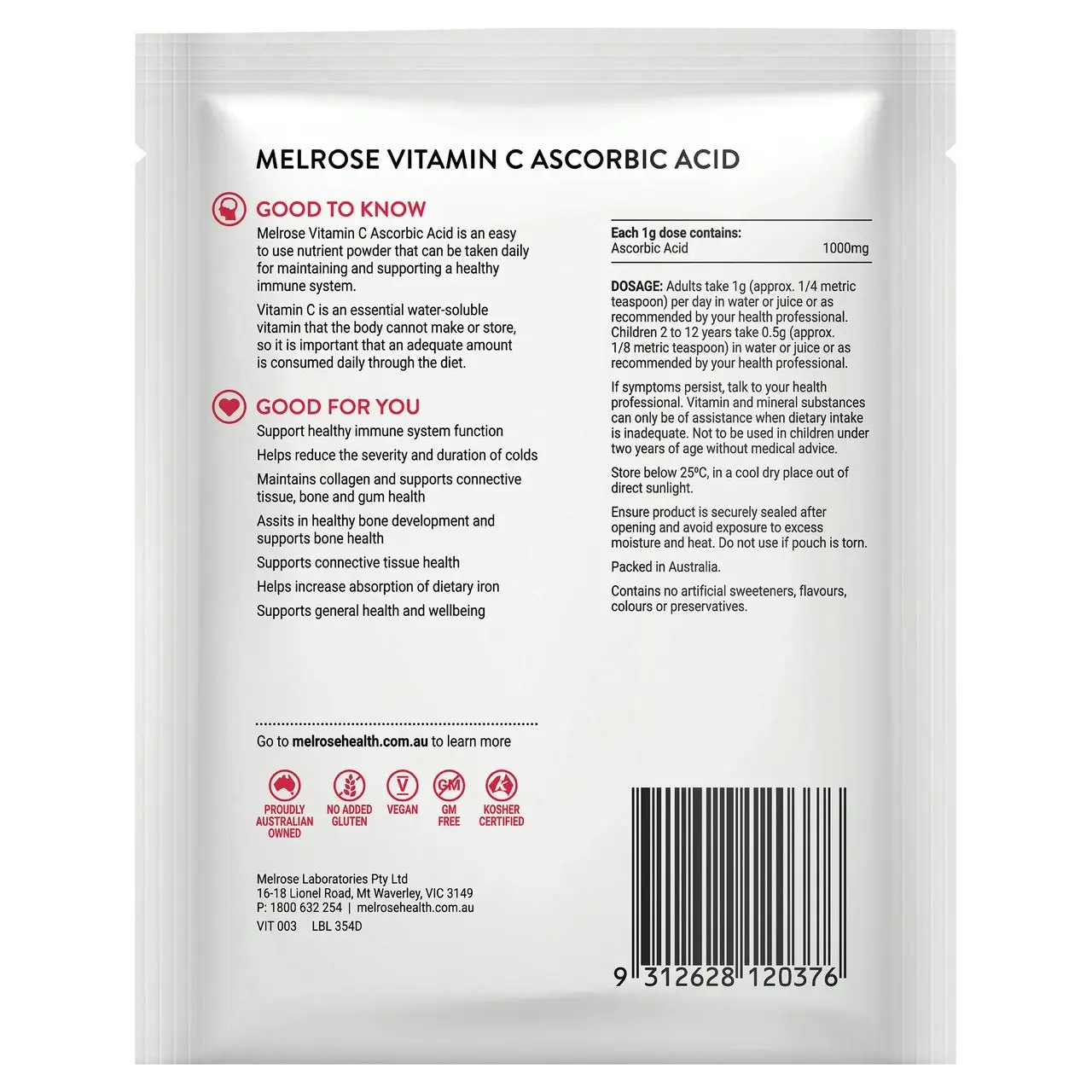 Melrose Vitamin C Ascorbic Acid 125g