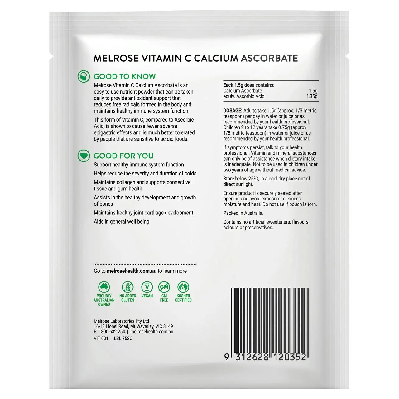 Melrose Vitamin C Calcium Ascorbate 125g