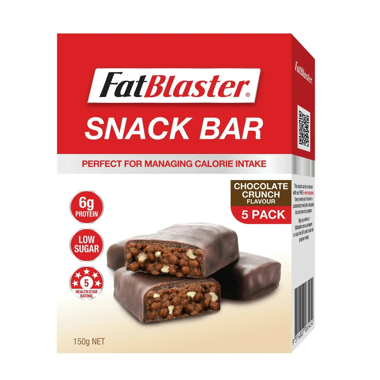 FatBlaster Snack Bar Chocolate Crunch 5x30g Pack