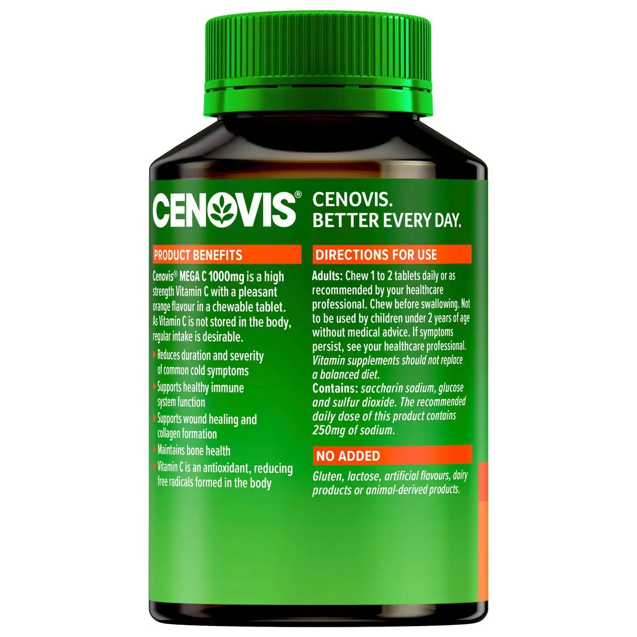 Cenovis Chewable Mega C Orange 1000mg 60 Tablets