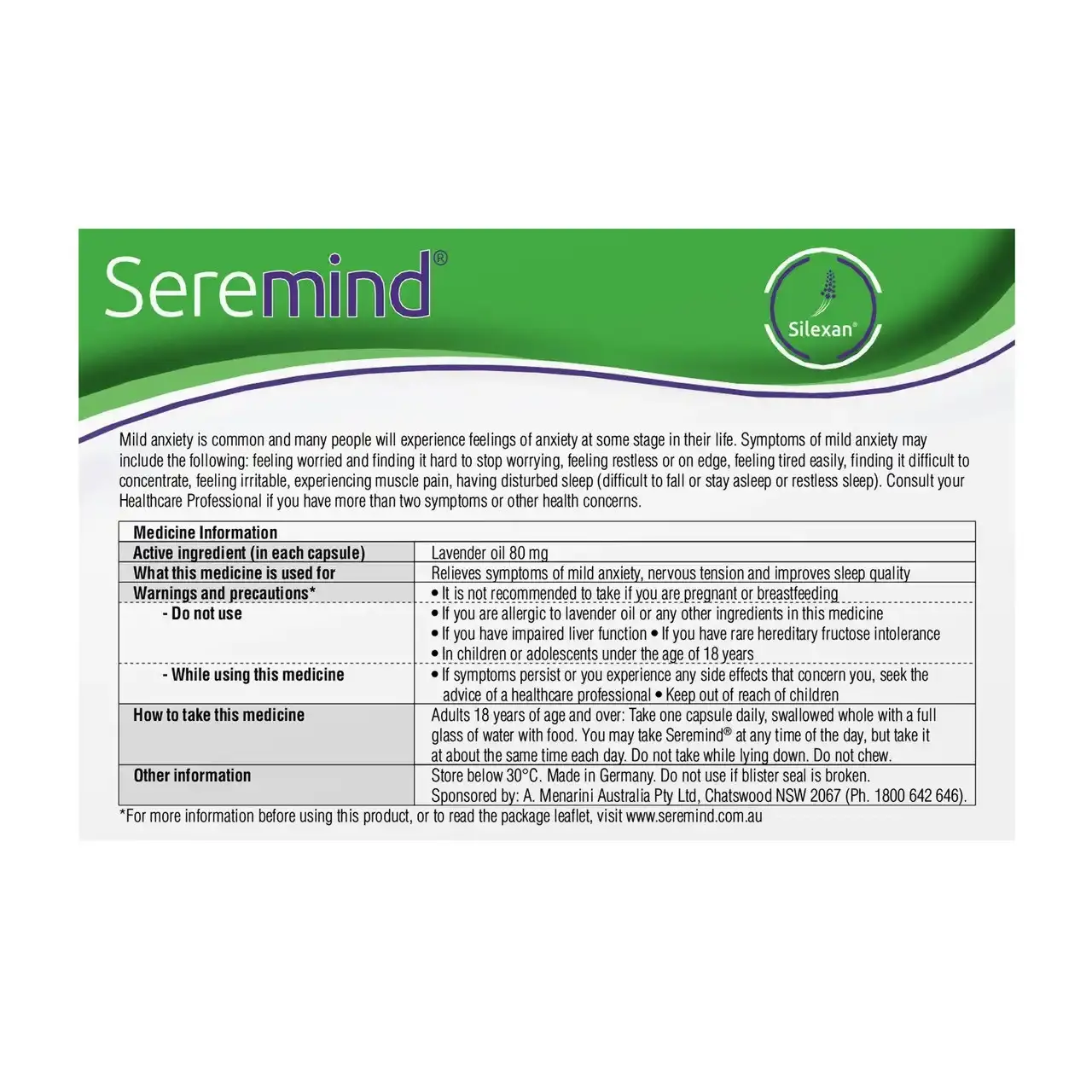 Seremind Lavender Oil 80mg Capsules 56