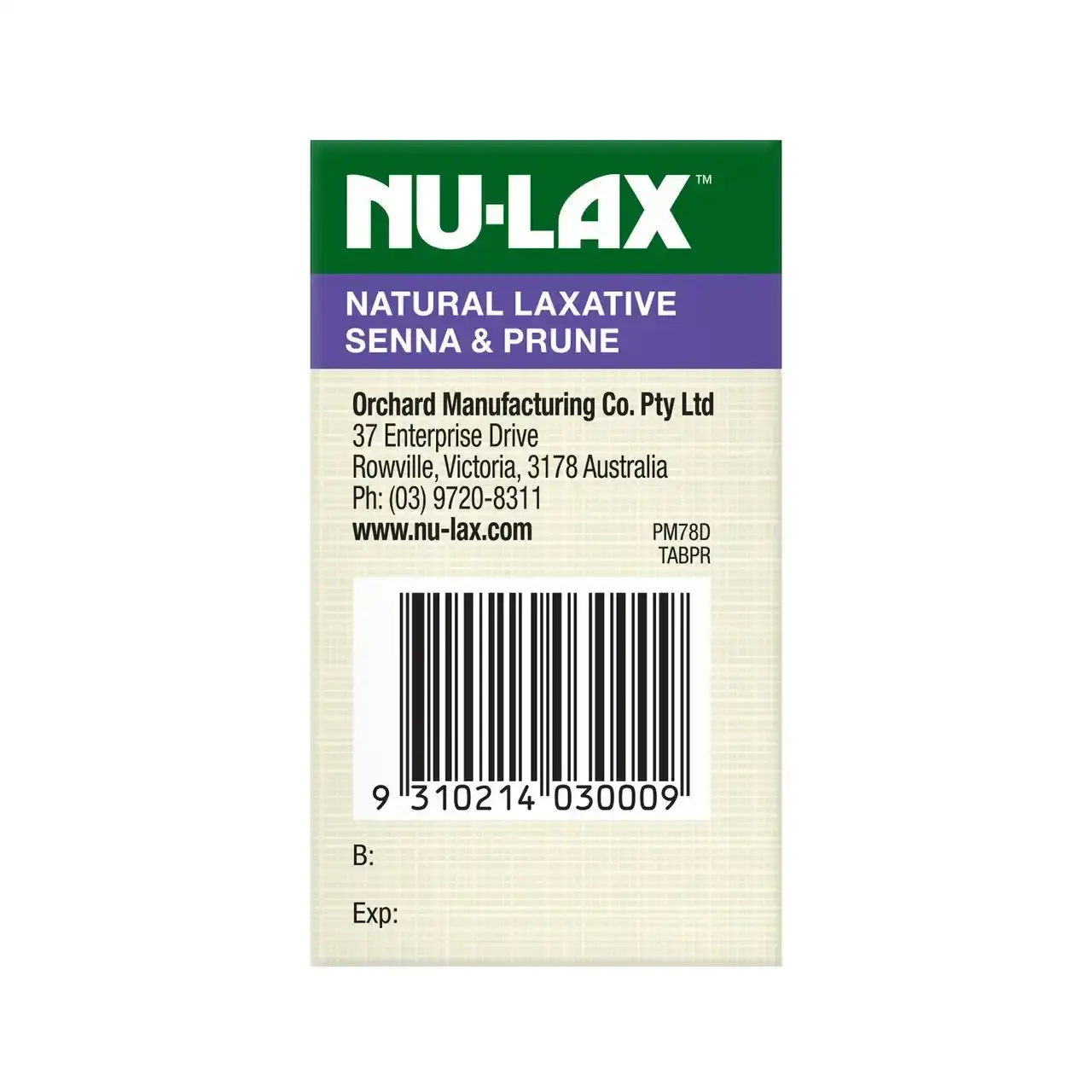 Nu-Lax Natural Laxative Senna & Prune Tablets