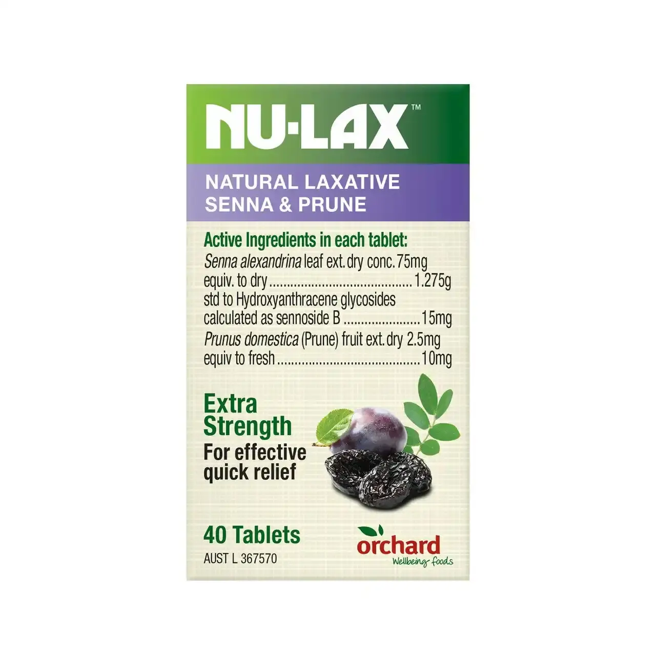 Nu-Lax Natural Laxative Senna & Prune Tablets