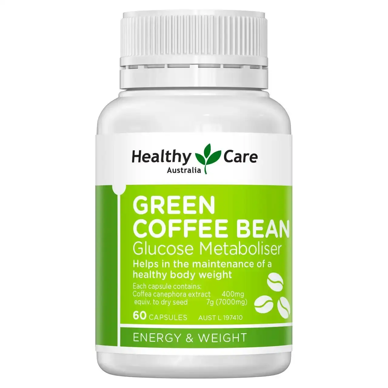 Healthy Care Green Coffee Bean Glucose Metaboliser 60 Capsules