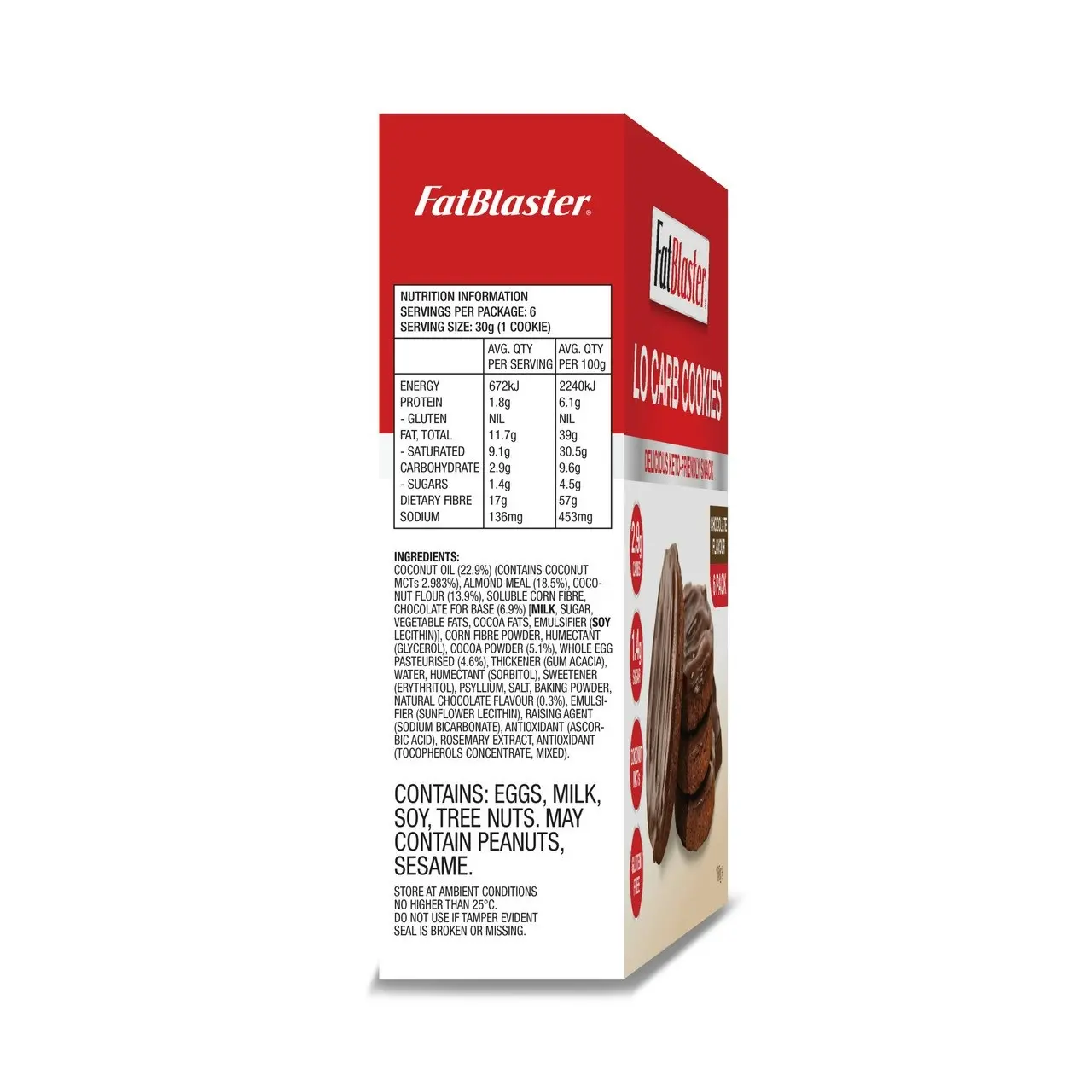 FatBlaster Lo Carb Cookie Chocolate Flavour 6 x 30g Pack