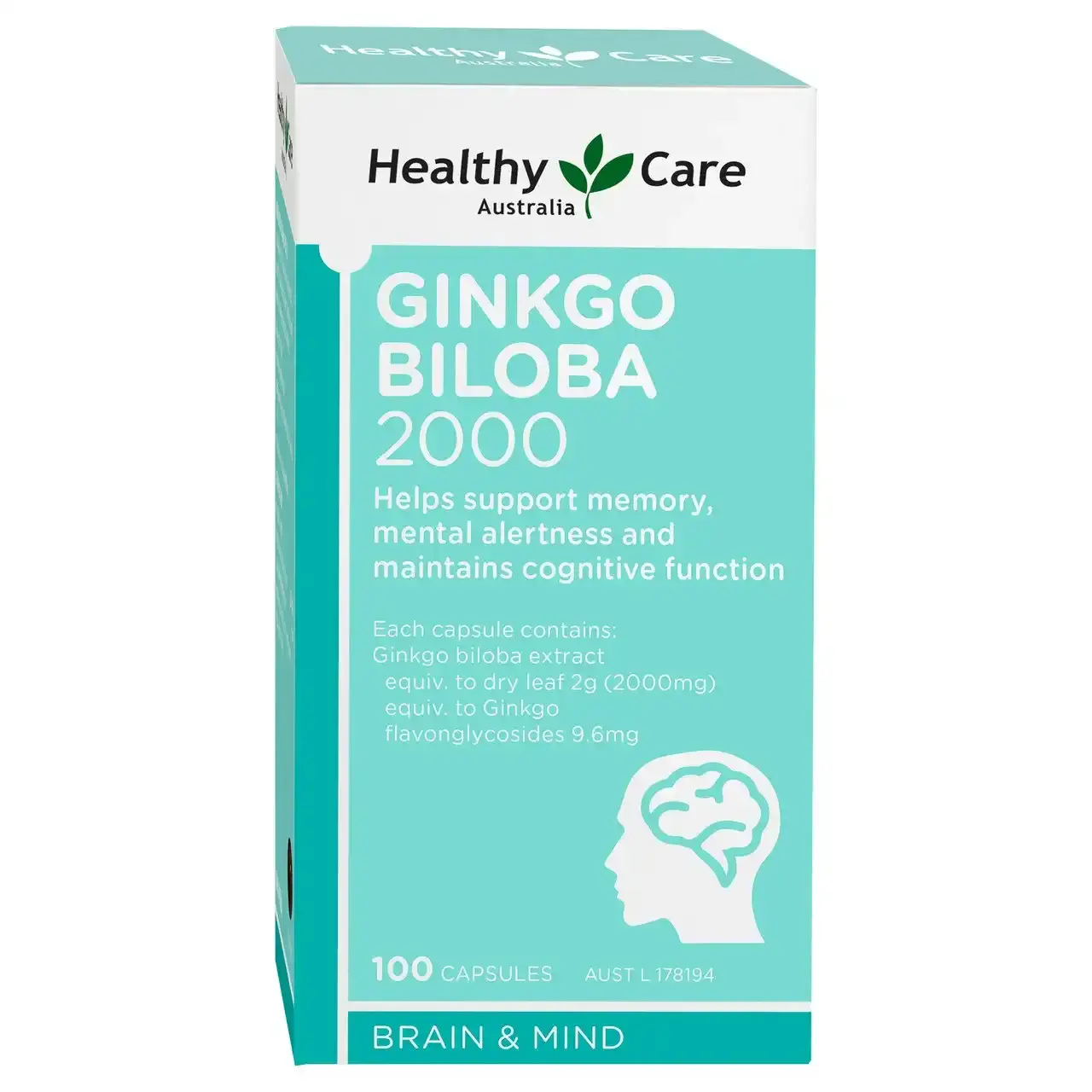 Healthy Care Ginkgo Biloba 2000mg 100 Capsules