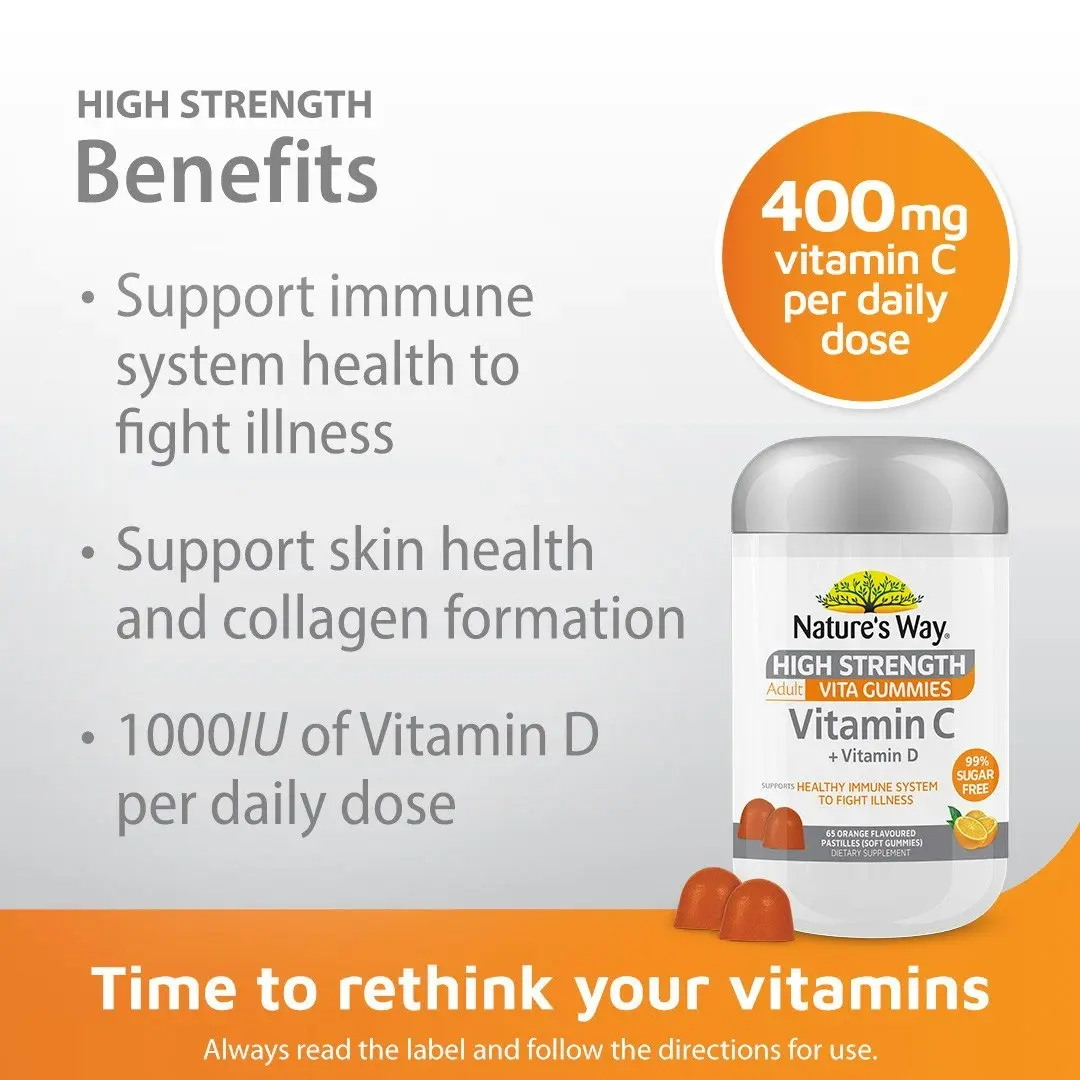 Nature's Way High Strength Adult Vita Gummies Vitamin C + Vitamin D 65