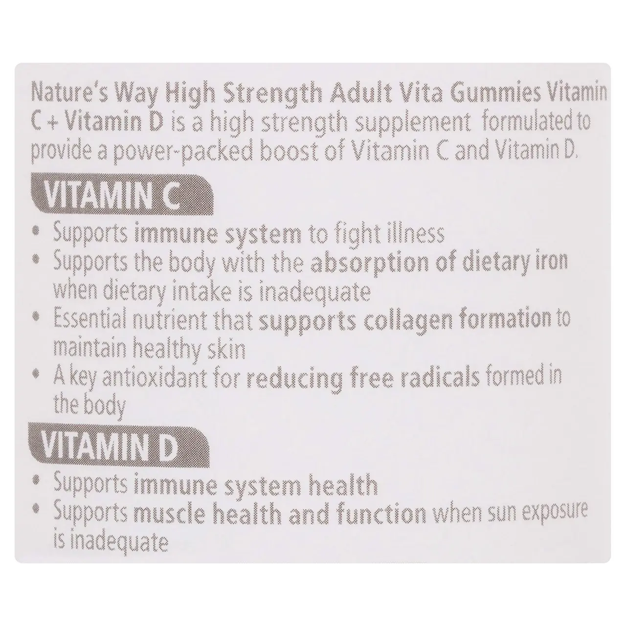 Nature's Way High Strength Adult Vita Gummies Vitamin C + Vitamin D 65