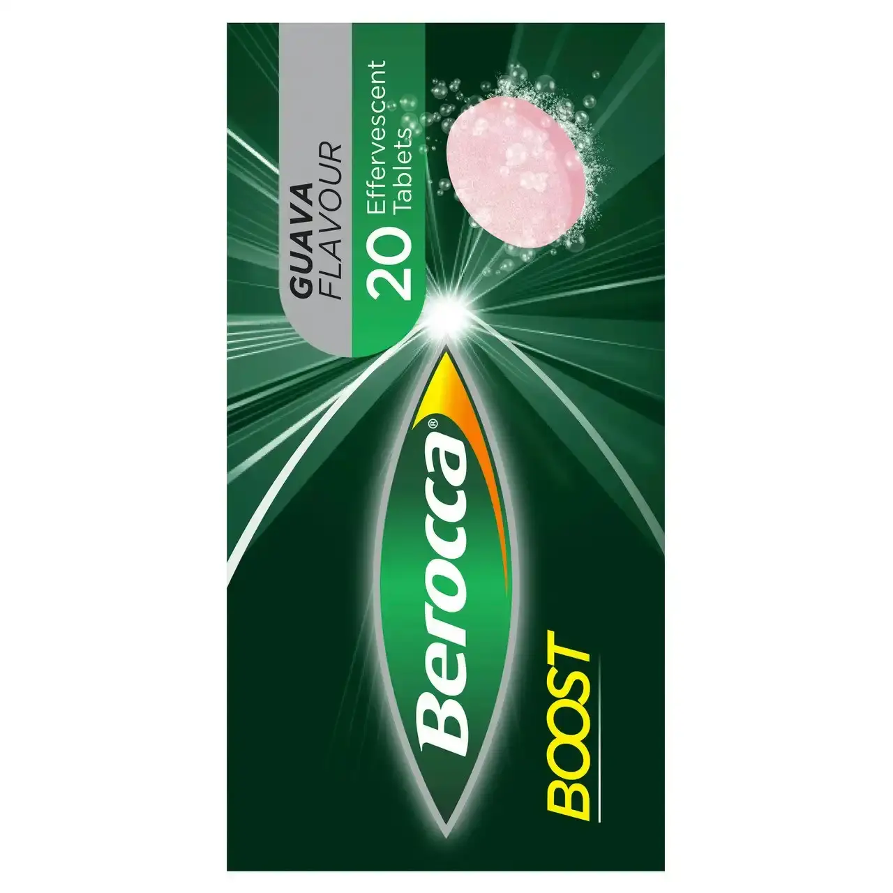 Berocca Boost Vitamin B & C Guava Flavour With Guarana Energy Effervescent Tablets 20 Pack