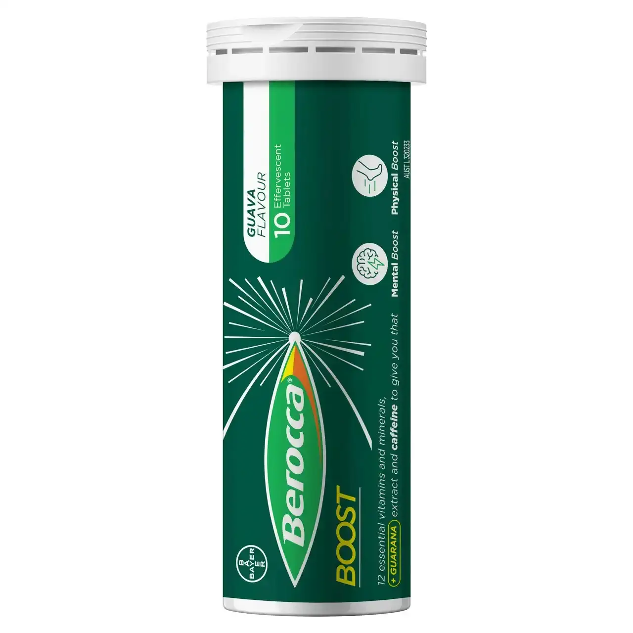 Berocca Boost Vitamin B & C Guava Flavour With Guarana Energy Effervescent Tablets 20 Pack