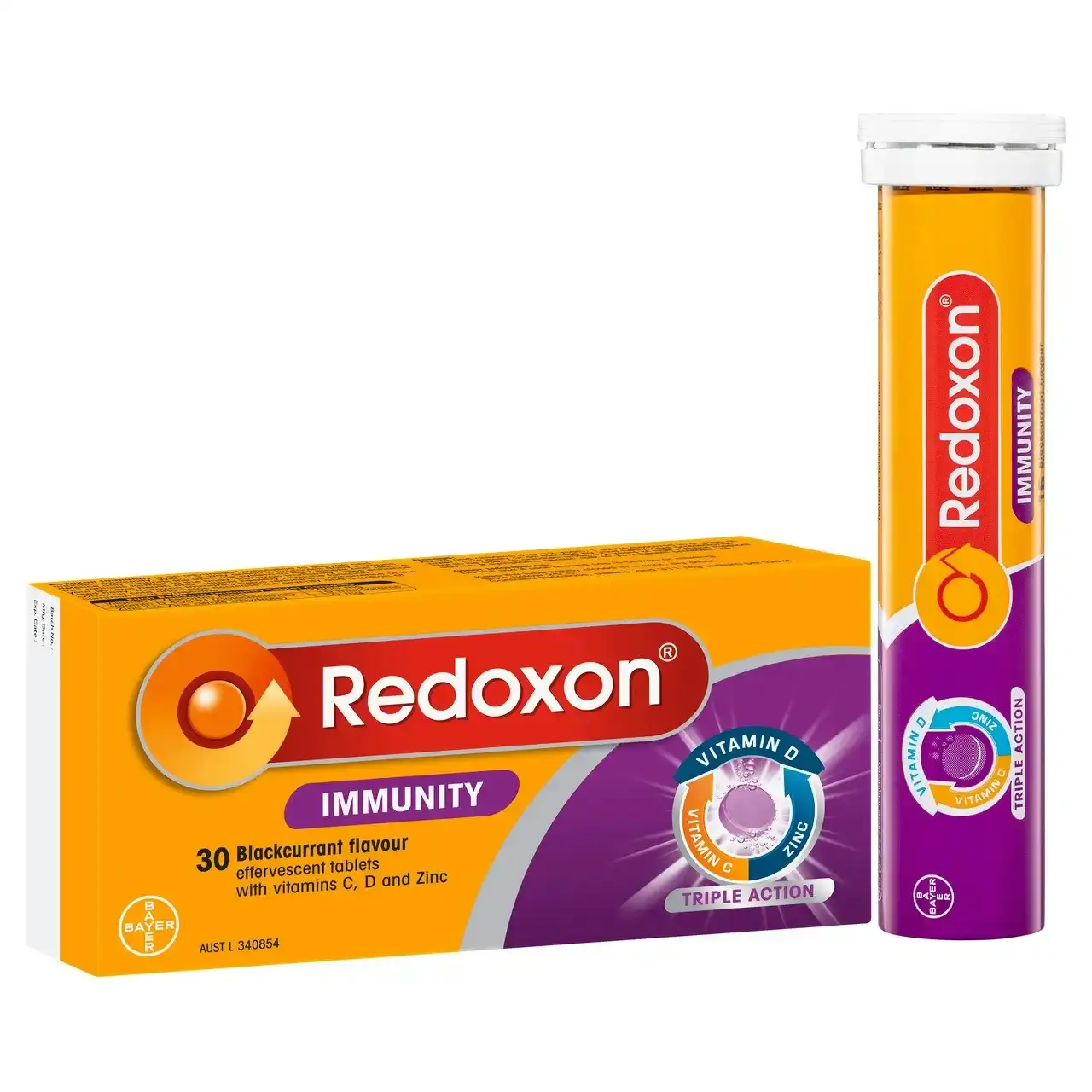 Redoxon Immunity Vitamin C, D and Zinc Blackcurrant Flavoured Effervescent Tablets 30 pack