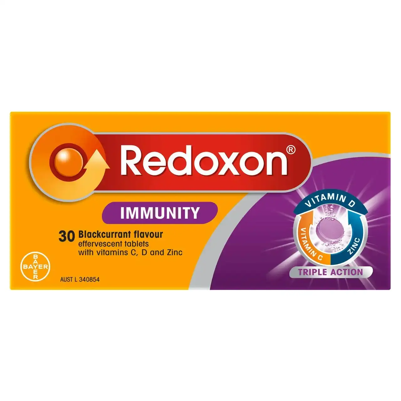 Redoxon Immunity Vitamin C, D and Zinc Blackcurrant Flavoured Effervescent Tablets 30 pack