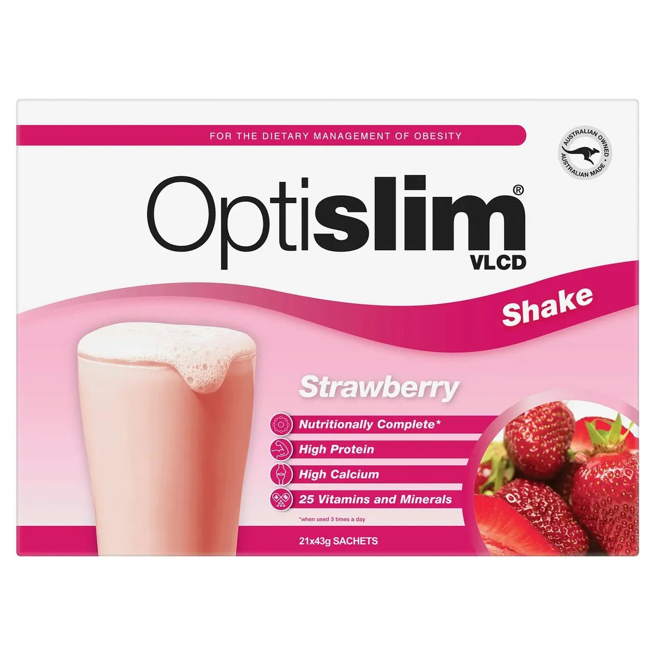 Optislim VLCD Shake Strawberry 21x43g