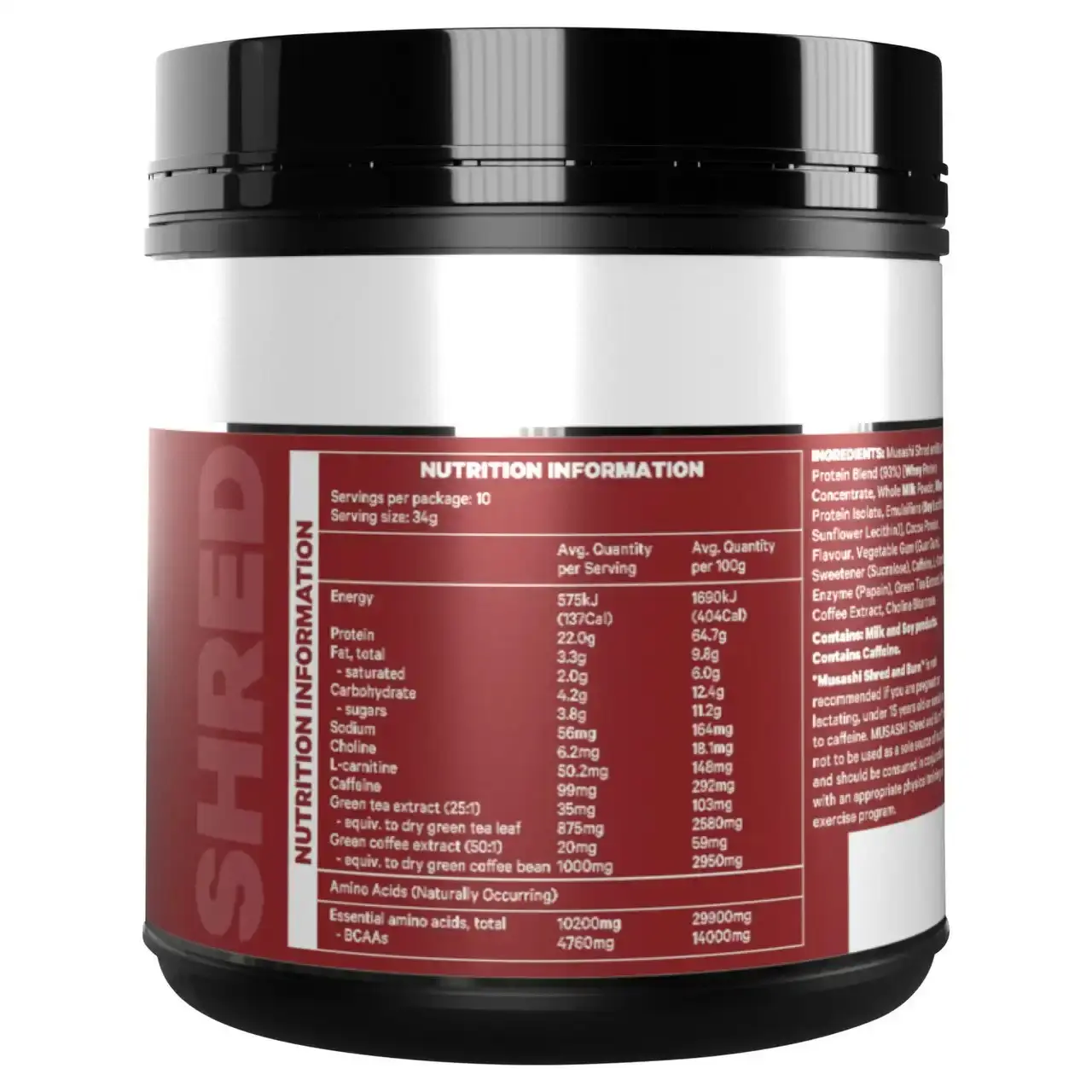 Musashi Shred & Burn Protein Powder Chocolate Milkshake 340g